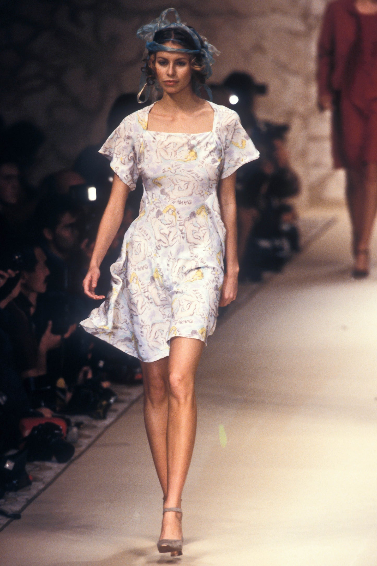 Chloé Karl Lagerfeld Era S/S 1994 Daphnis and Chloe Print Silk Dress