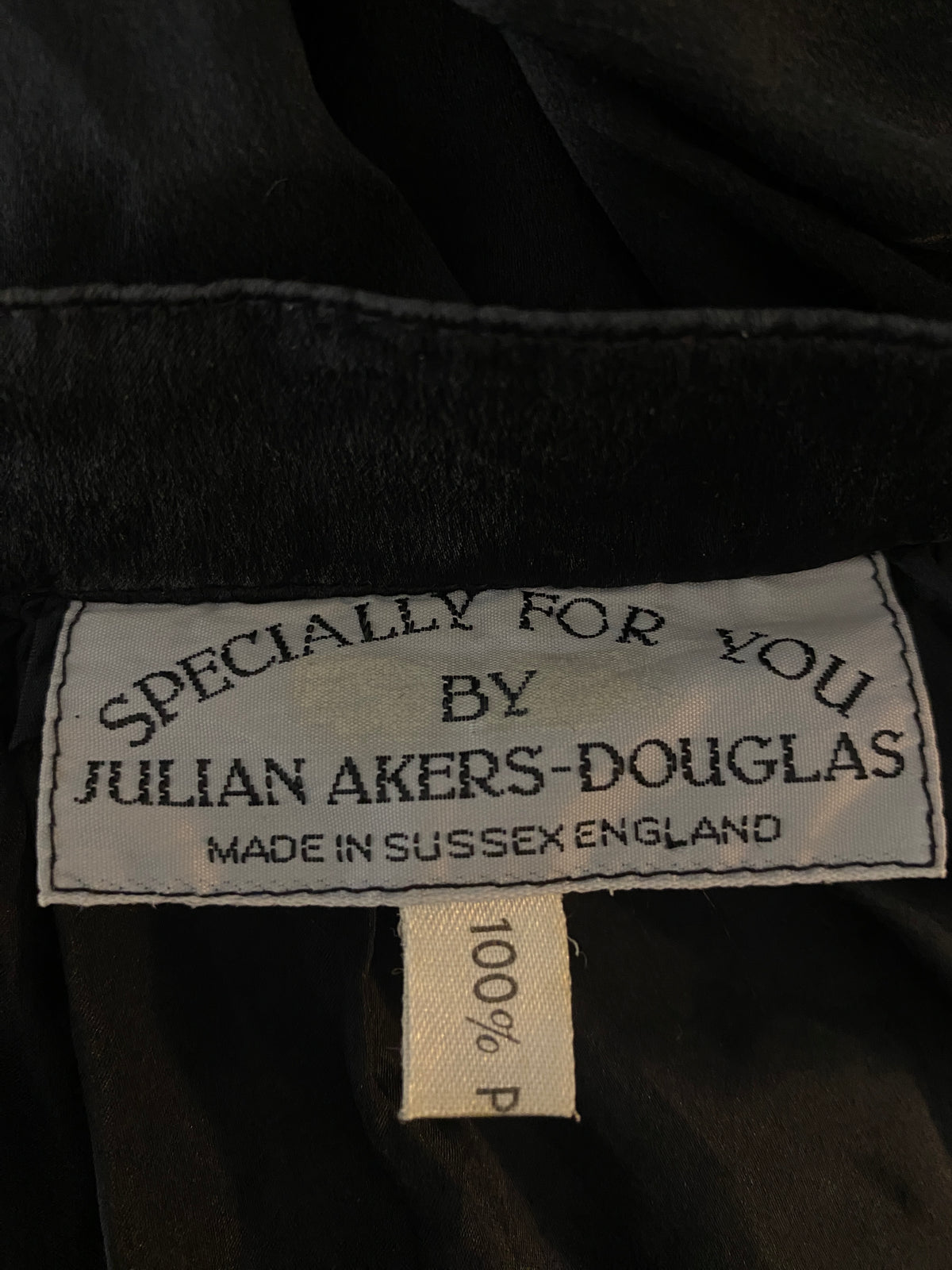 Julian Akers Douglas Black Silk Smocked Skirt