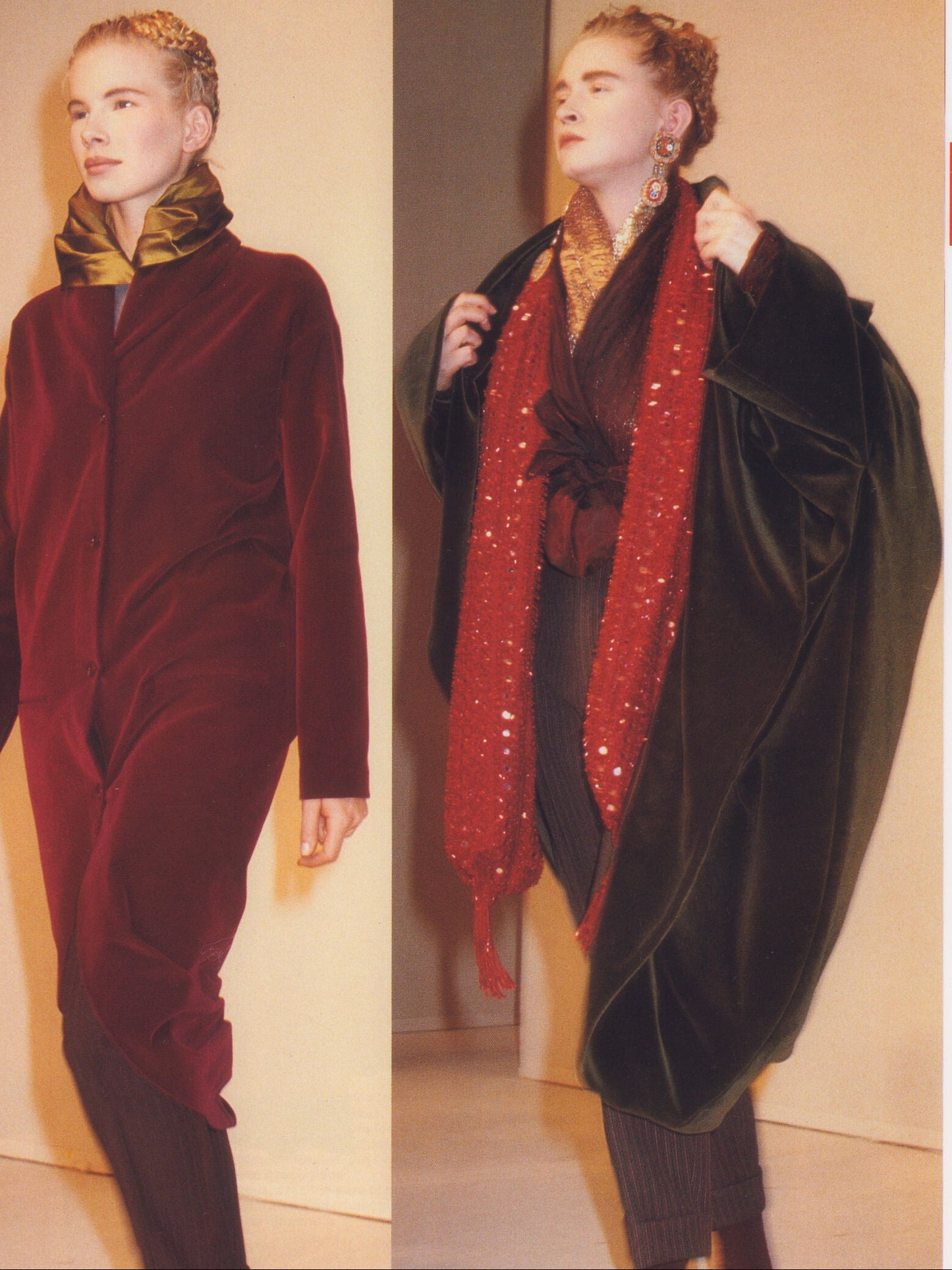 Romeo Gigli Brown Velvet Cocoon Coat