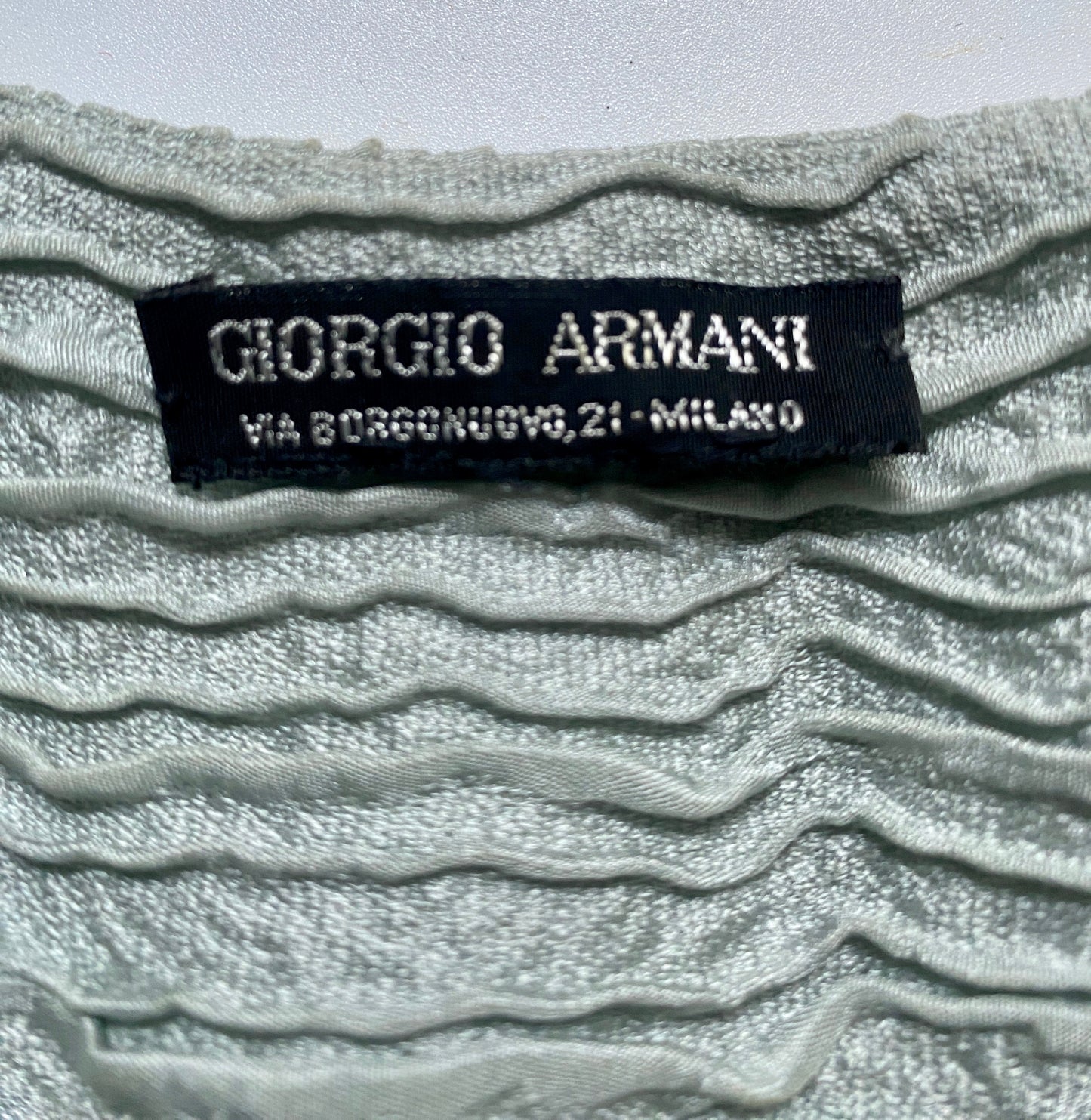 Giorgio Armani S/S 1988 Pale Blue Plissé Blouse