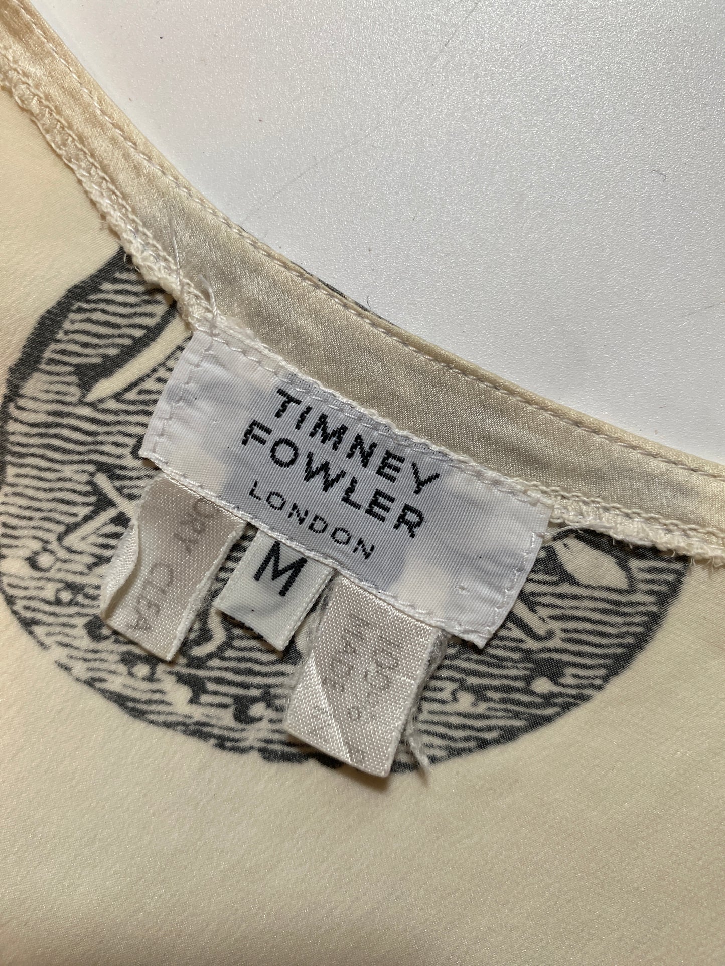 Timney Fowler Cream Silk Roman Coin Print Top