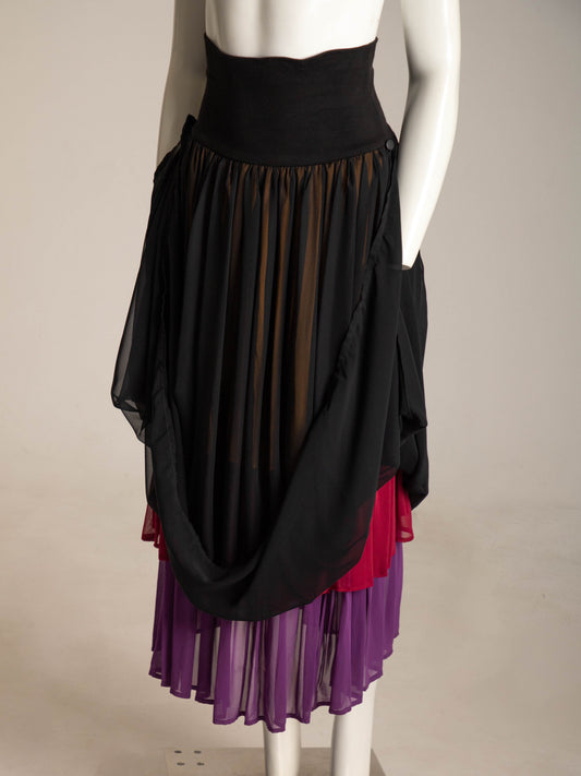 Dolce & Gabbana 1989 Black and Multicolor Baroque Skirt