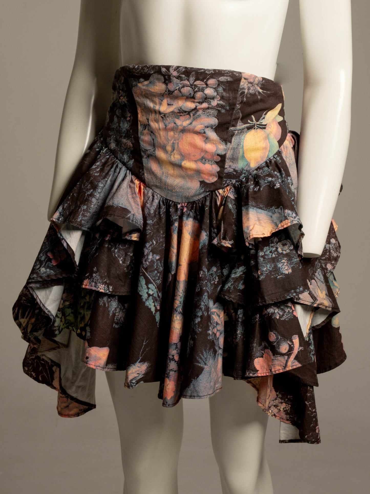 English Eccentrics Arcimboldo Print 1988 Tiered Skirt