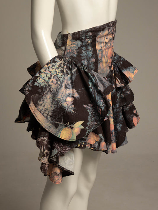English Eccentrics Arcimboldo Print 1988 Tiered Skirt