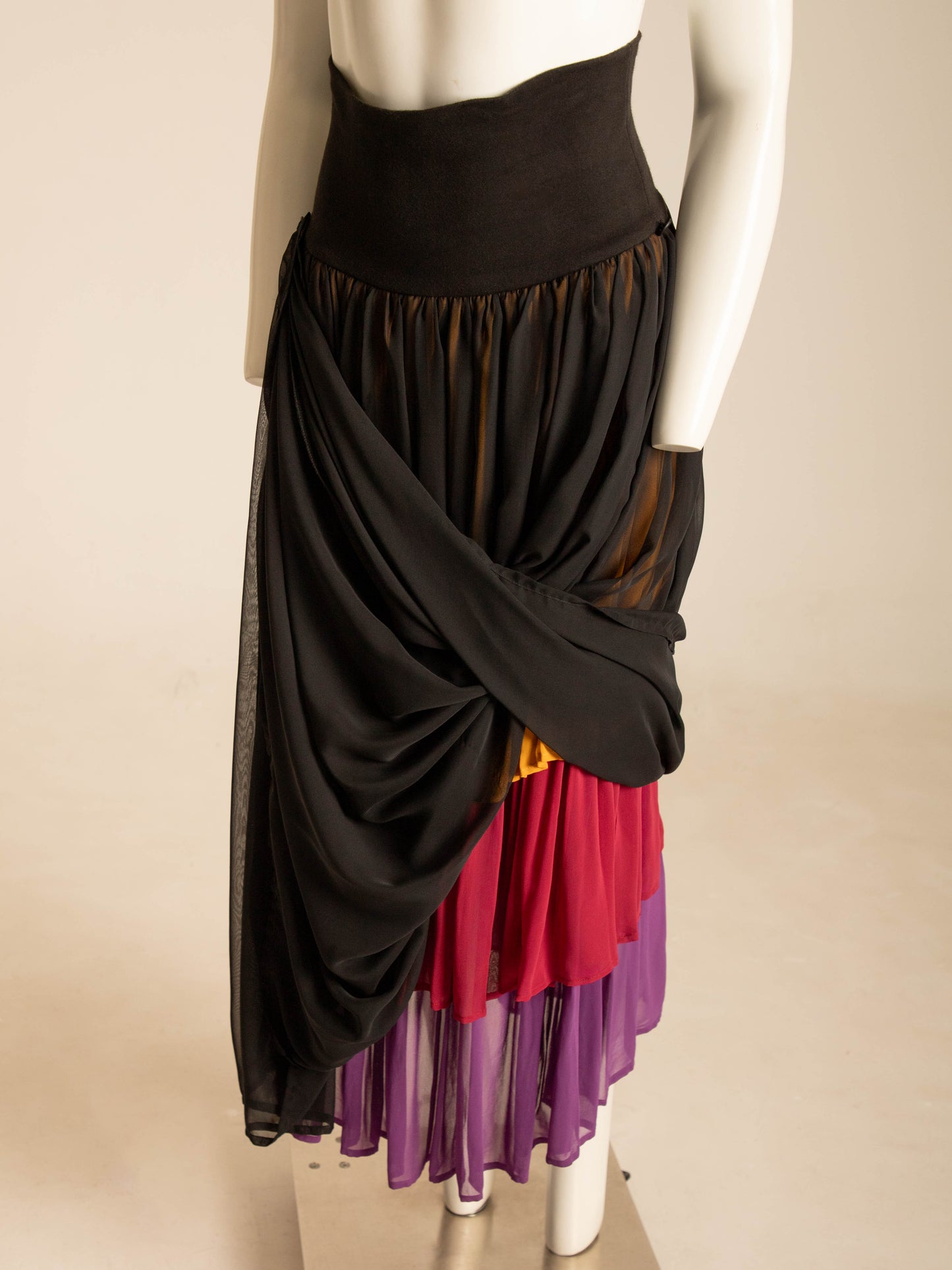 Dolce & Gabbana 1989 Black and Multicolor Baroque Skirt