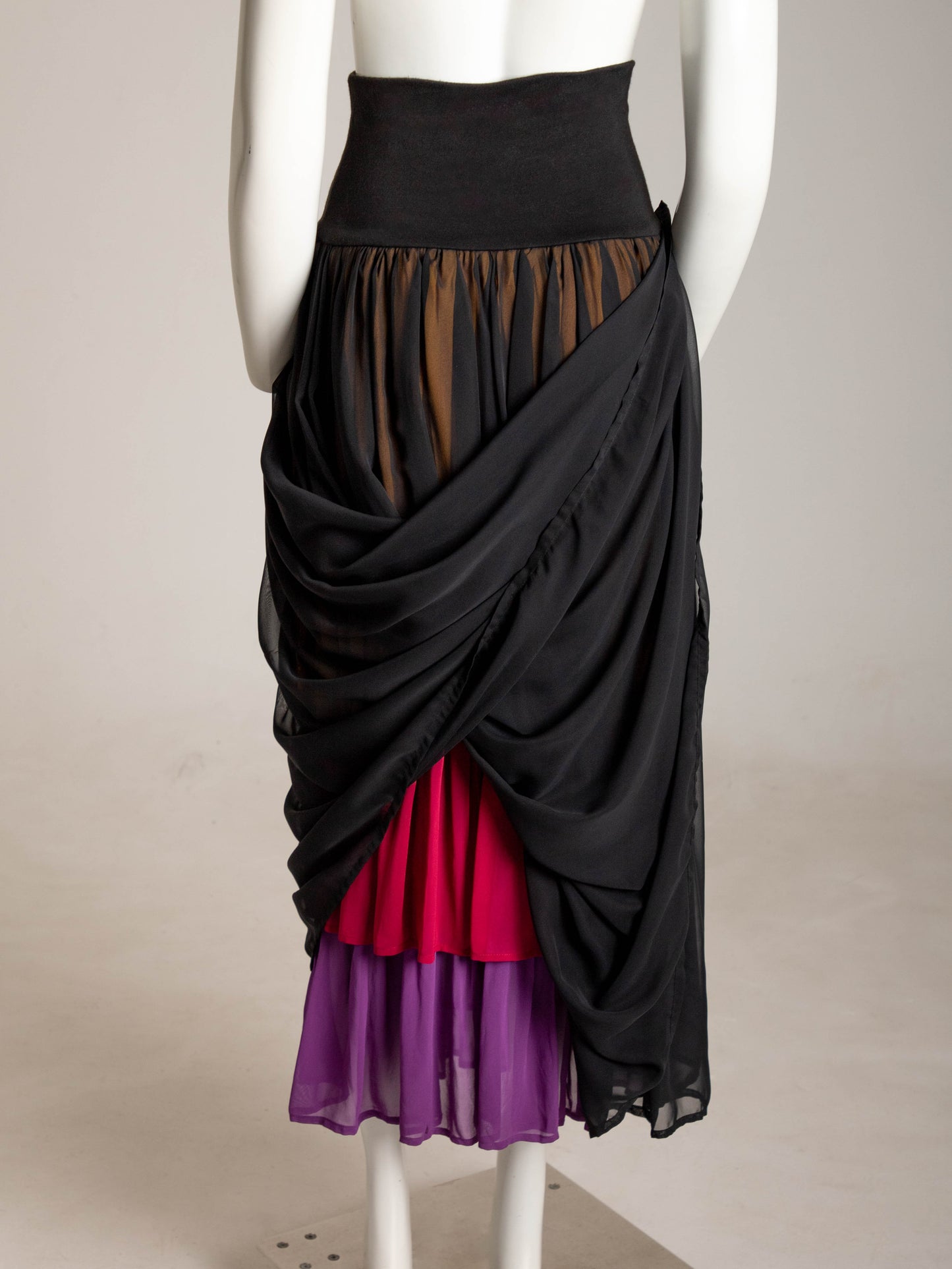 Dolce & Gabbana 1989 Black and Multicolor Baroque Skirt