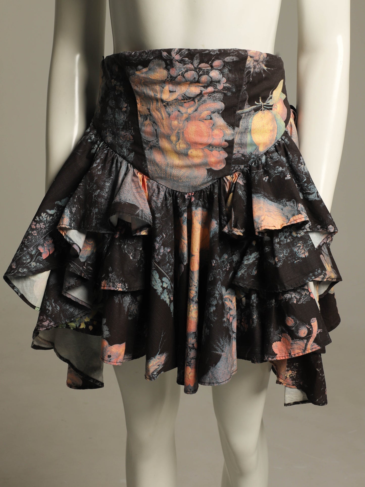 English Eccentrics Arcimboldo Print 1988 Tiered Skirt