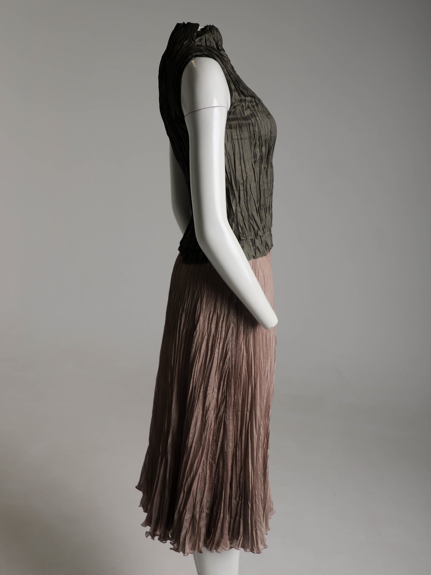 Hiroko Koshino Pink Pleated Two Layer Skirt