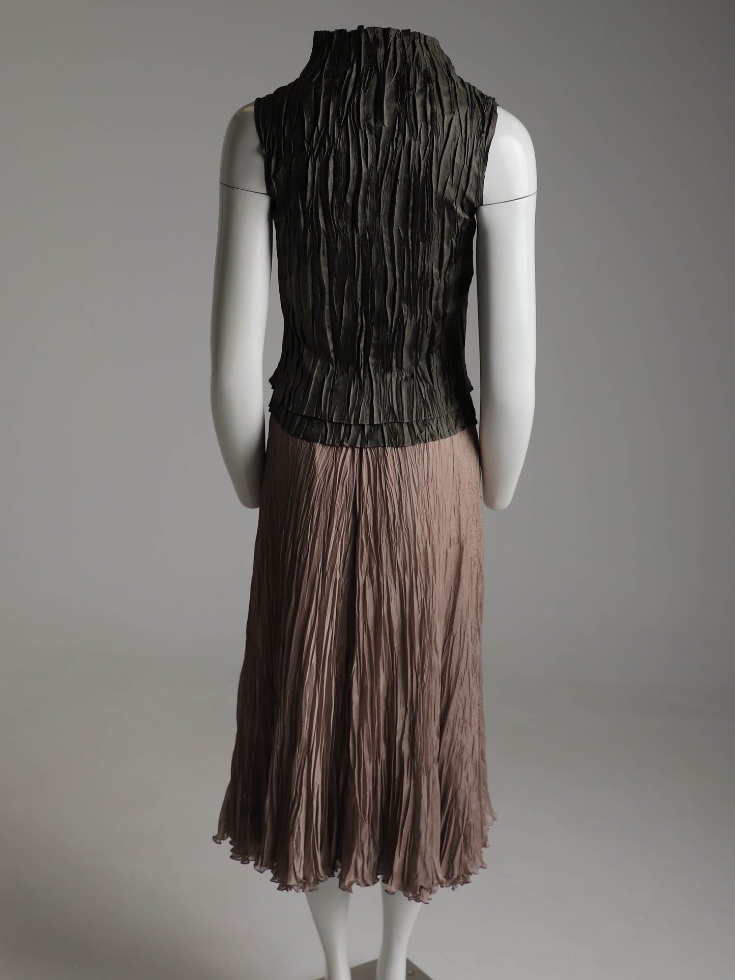 Hiroko Koshino Pink Pleated Two Layer Skirt