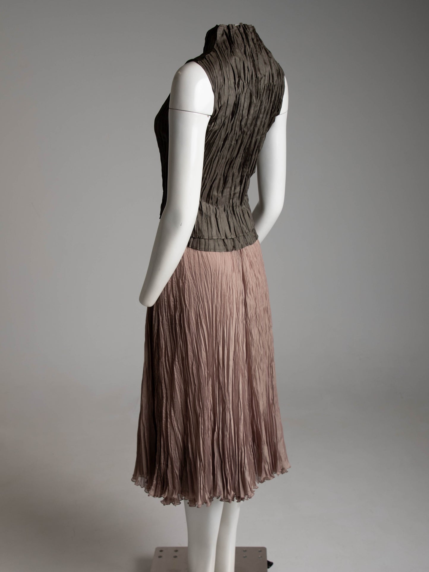 Hiroko Koshino Pink Pleated Two Layer Skirt