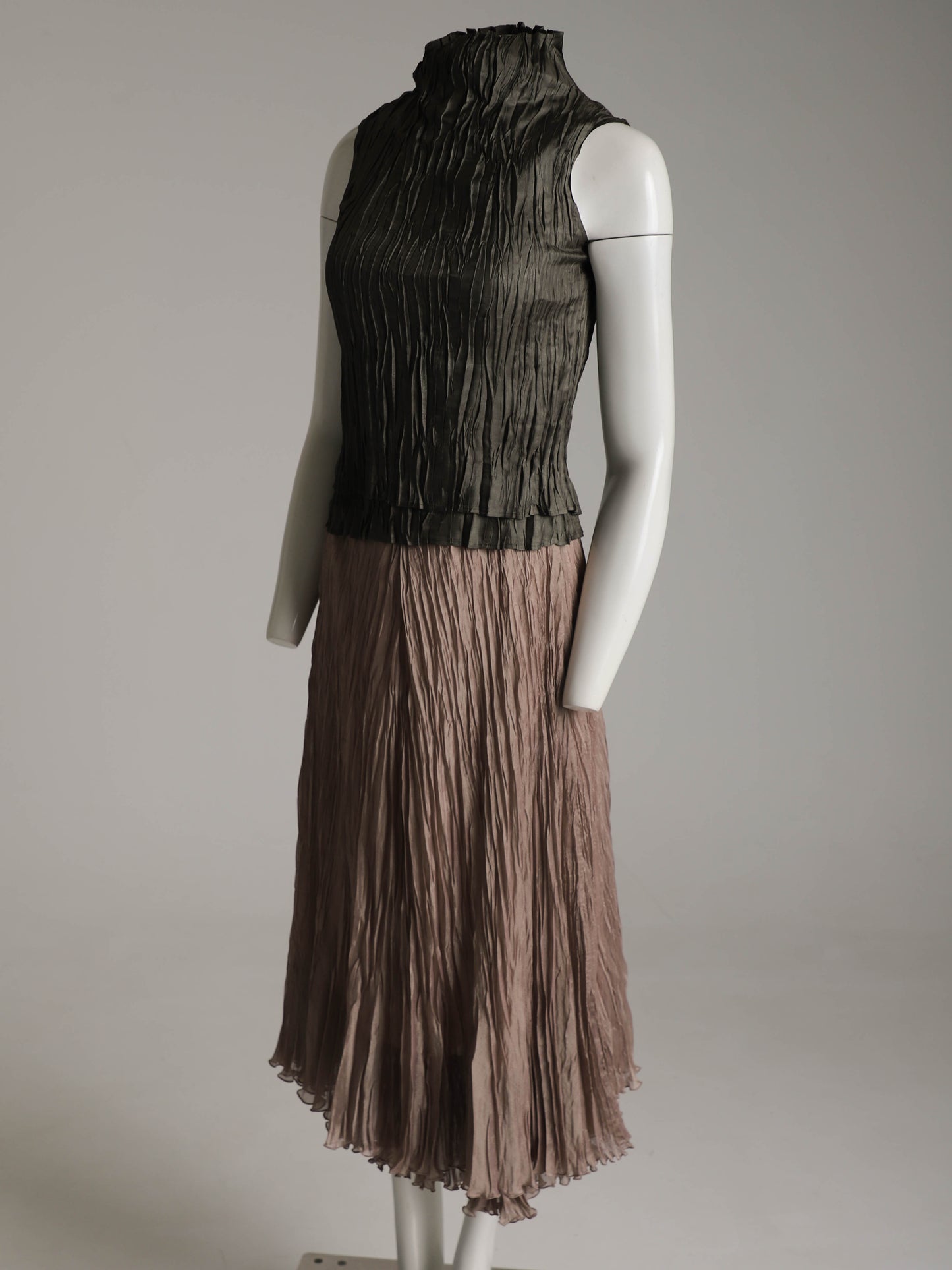 Hiroko Koshino Pink Pleated Two Layer Skirt