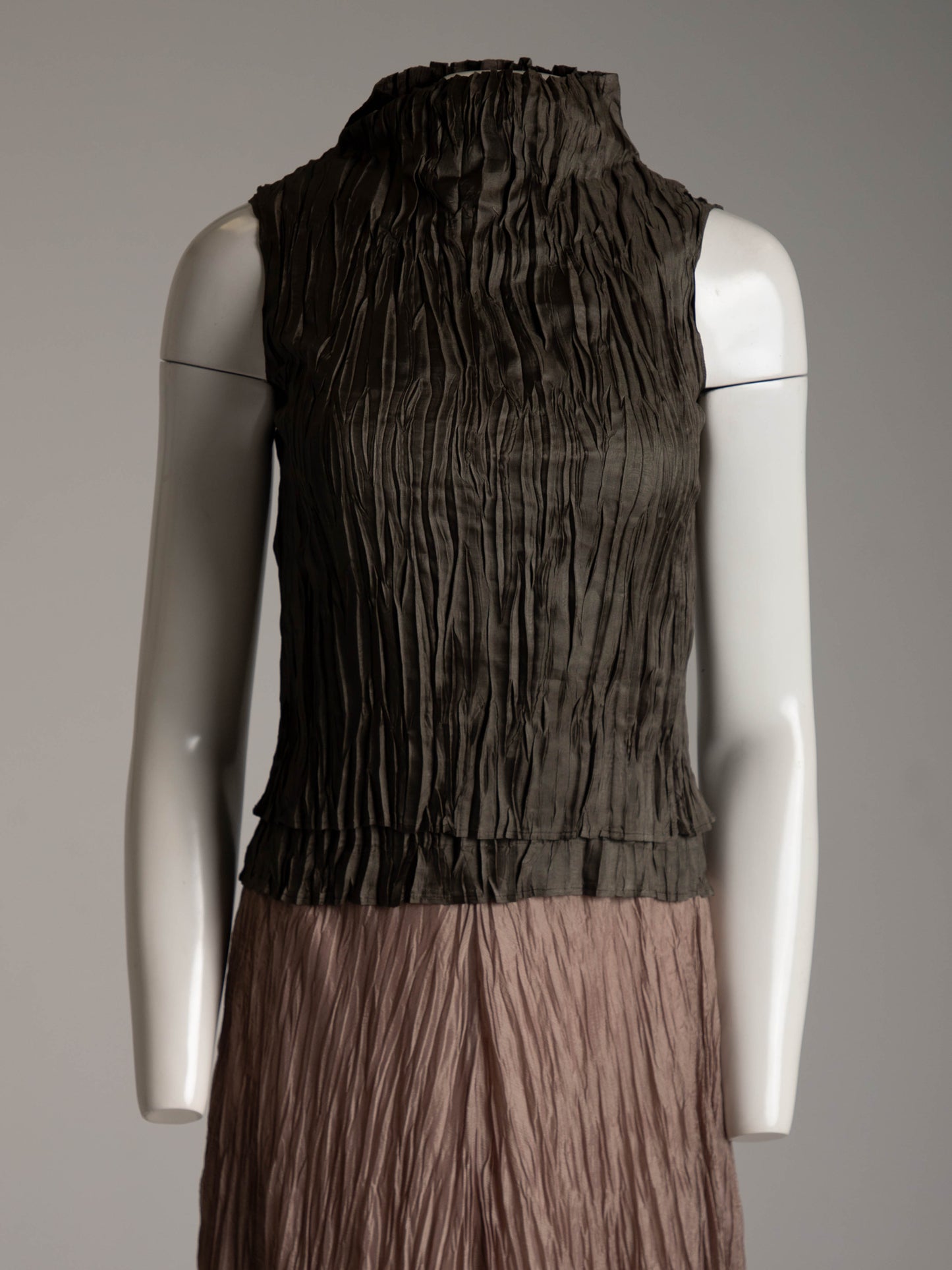 Hiroko Koshino Pink Pleated Two Layer Skirt