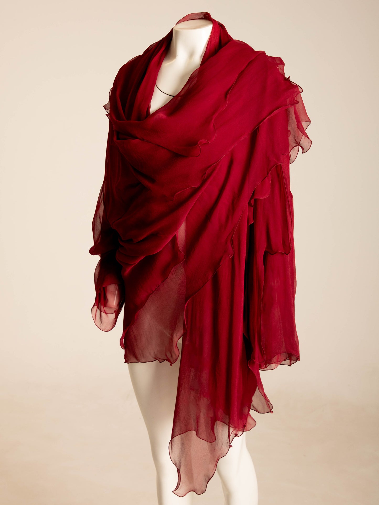 Dolce & Gabbana 1990 Red Silk Layered Jacket
