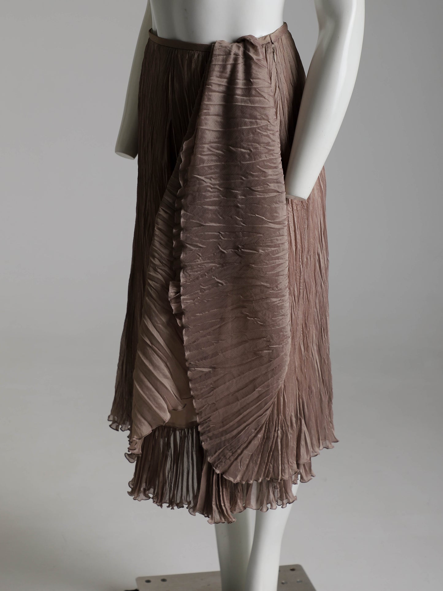 Hiroko Koshino Pink Pleated Two Layer Skirt