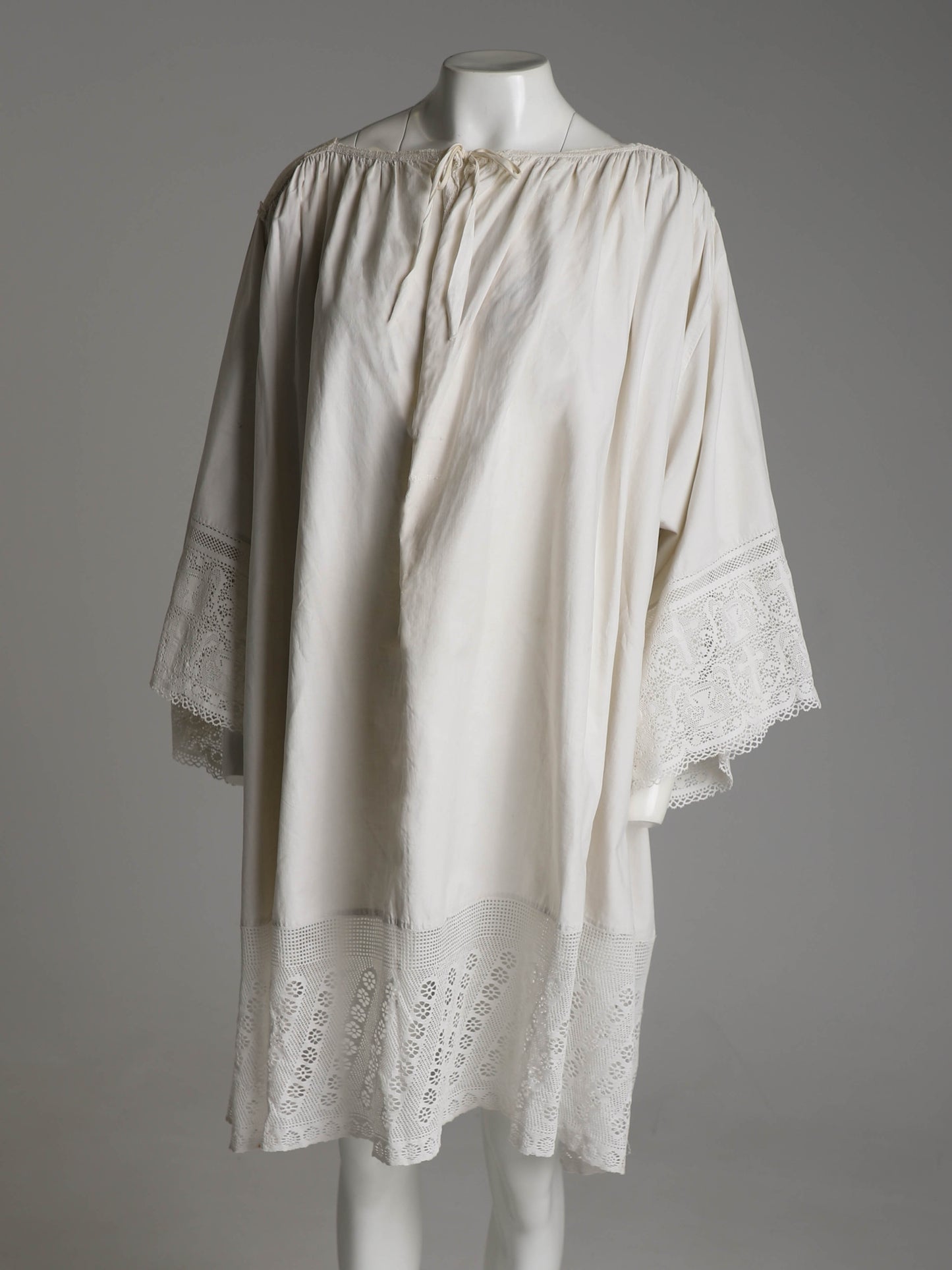 Antique Ecclesiastical Linen Lace Edged Gown