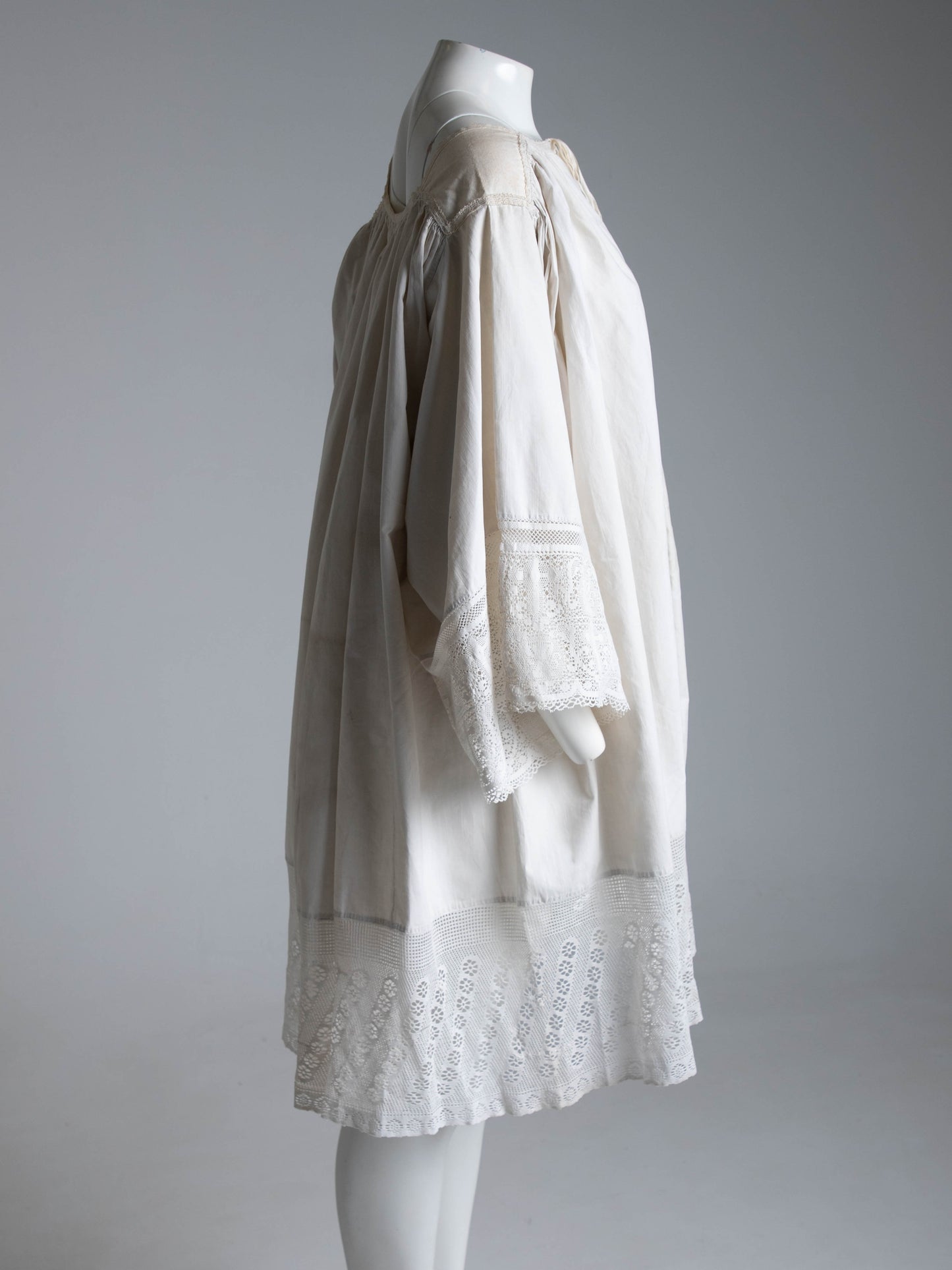 Antique Ecclesiastical Linen Lace Edged Gown
