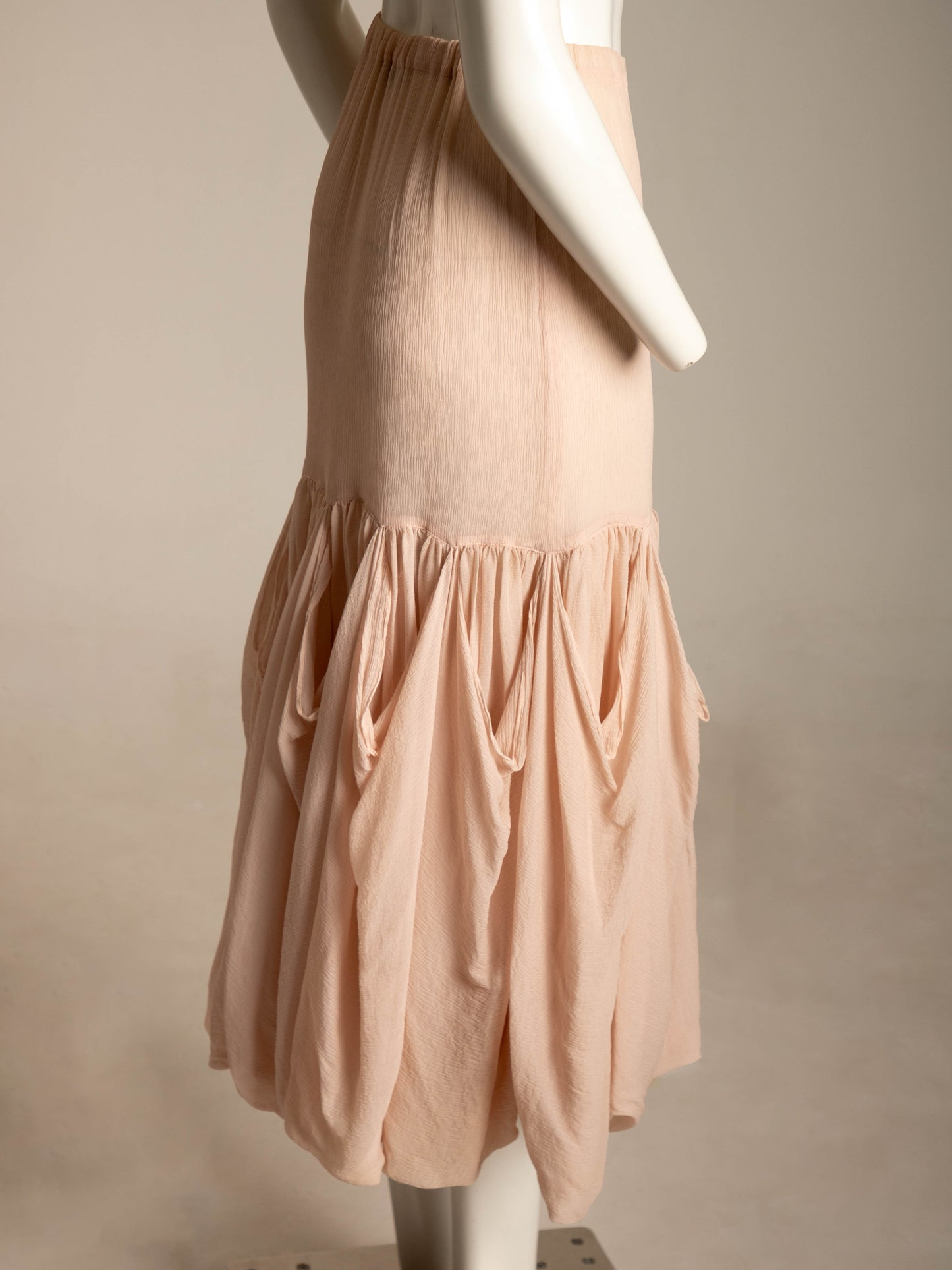 Romeo Gigli 1980s Pale Pink Silk Skirt