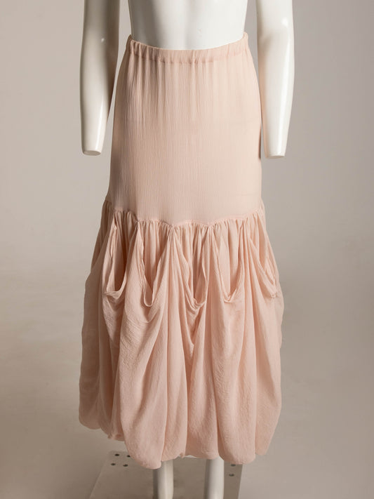 Romeo Gigli 1980s Pale Pink Silk Skirt