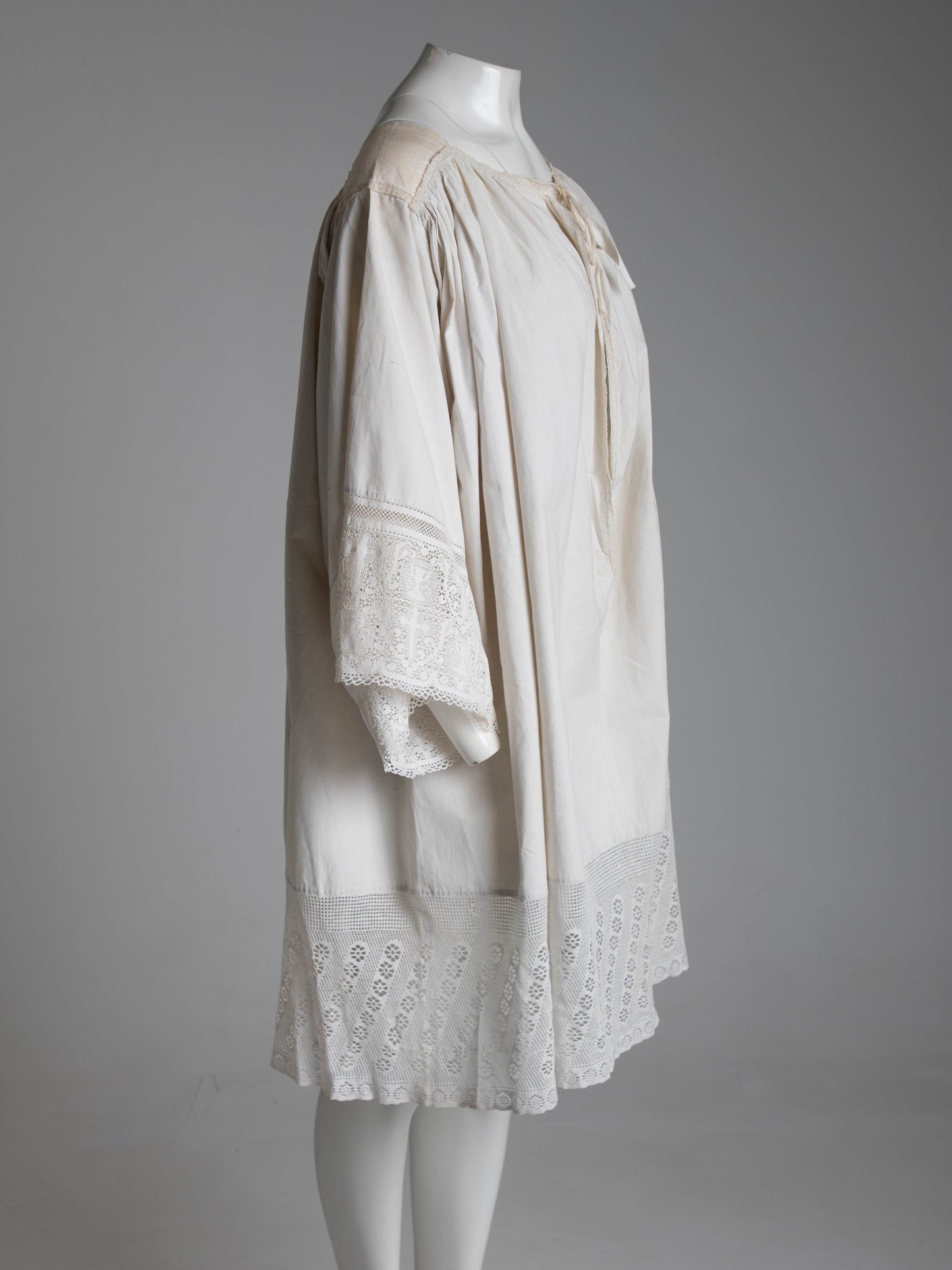 Antique Ecclesiastical Linen Lace Edged Gown