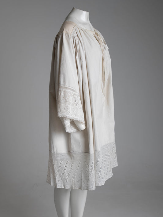 Antique Ecclesiastical Linen Lace Edged Gown