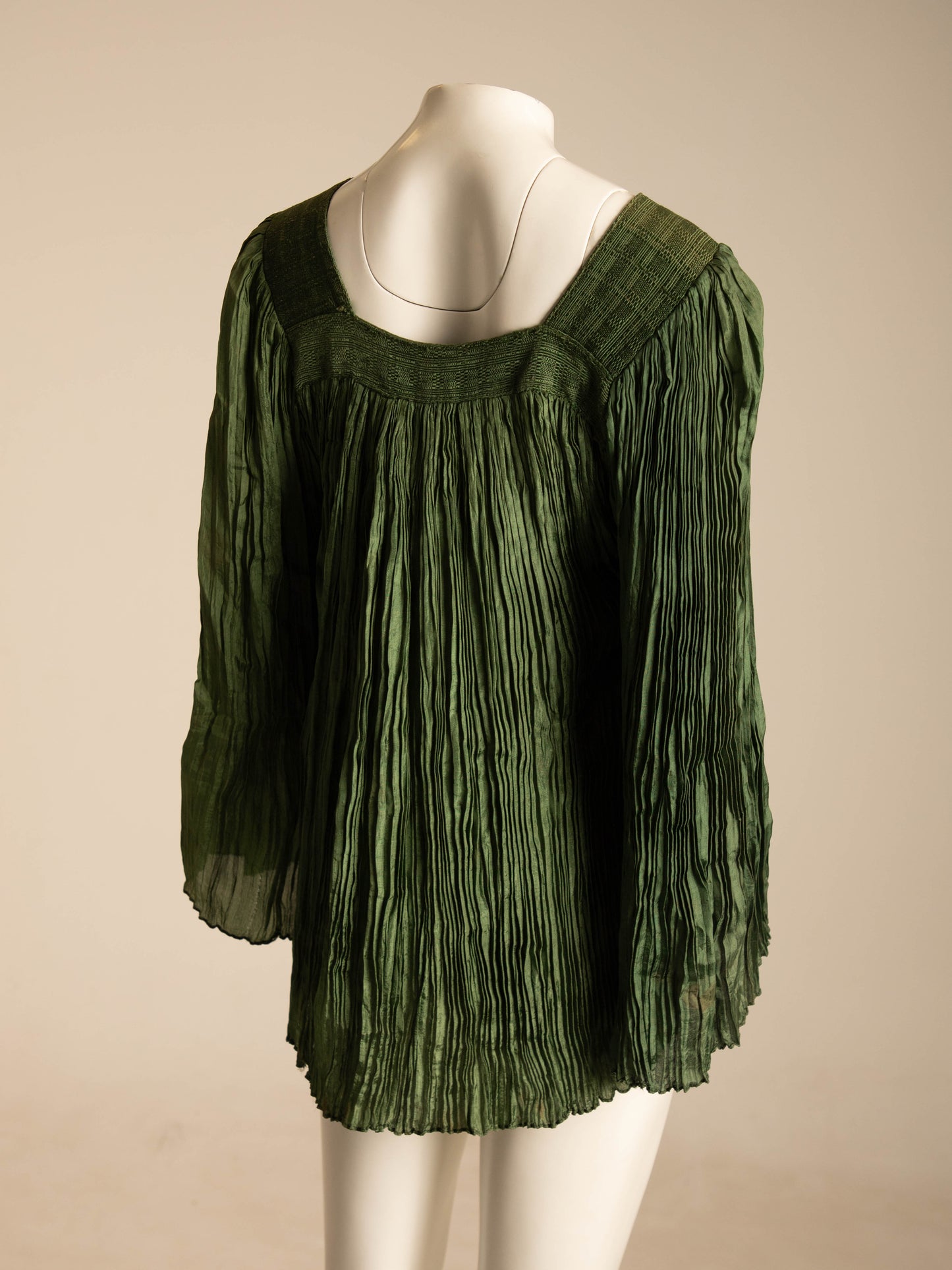 Afghan Plissé Green Blouse Circa 1970s