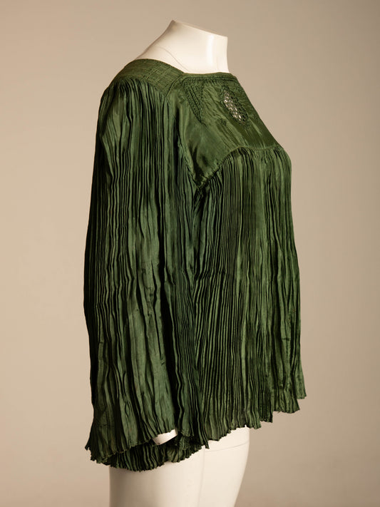 Afghan Plissé Green Blouse Circa 1970s