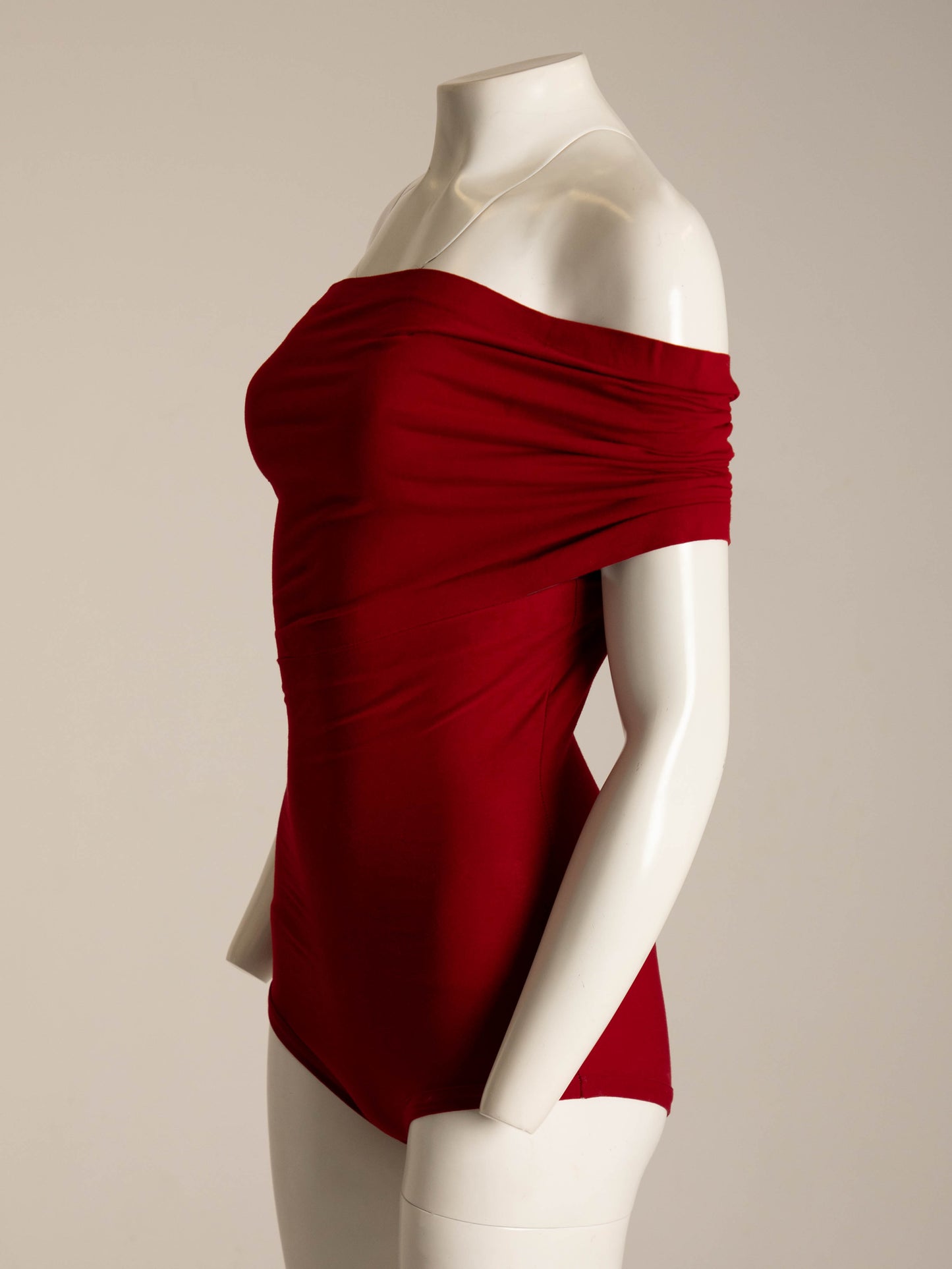 Romeo Gigli 1989 Red One Shoulder Swimsuit or Bodysuit