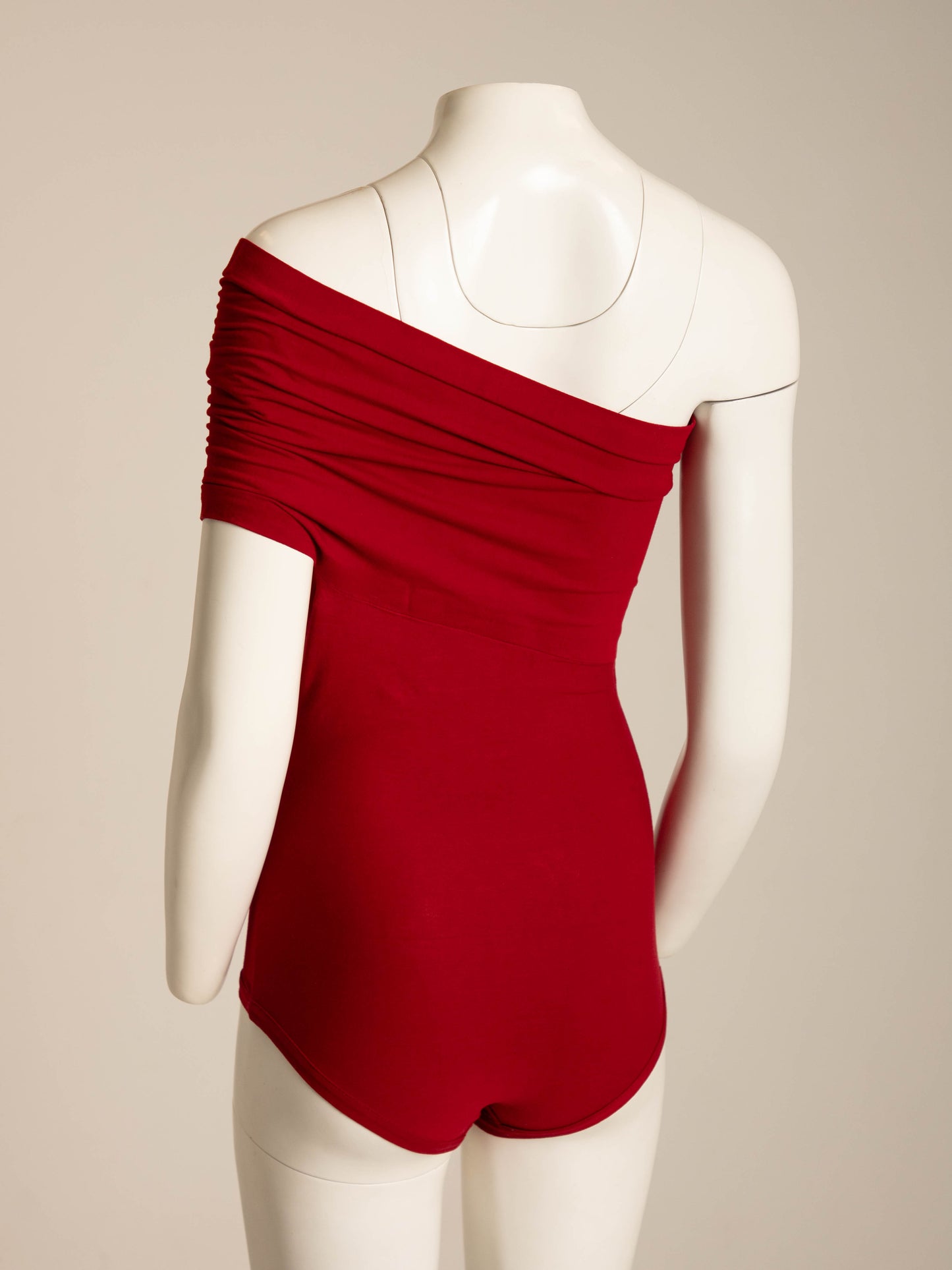 Romeo Gigli 1989 Red One Shoulder Swimsuit or Bodysuit