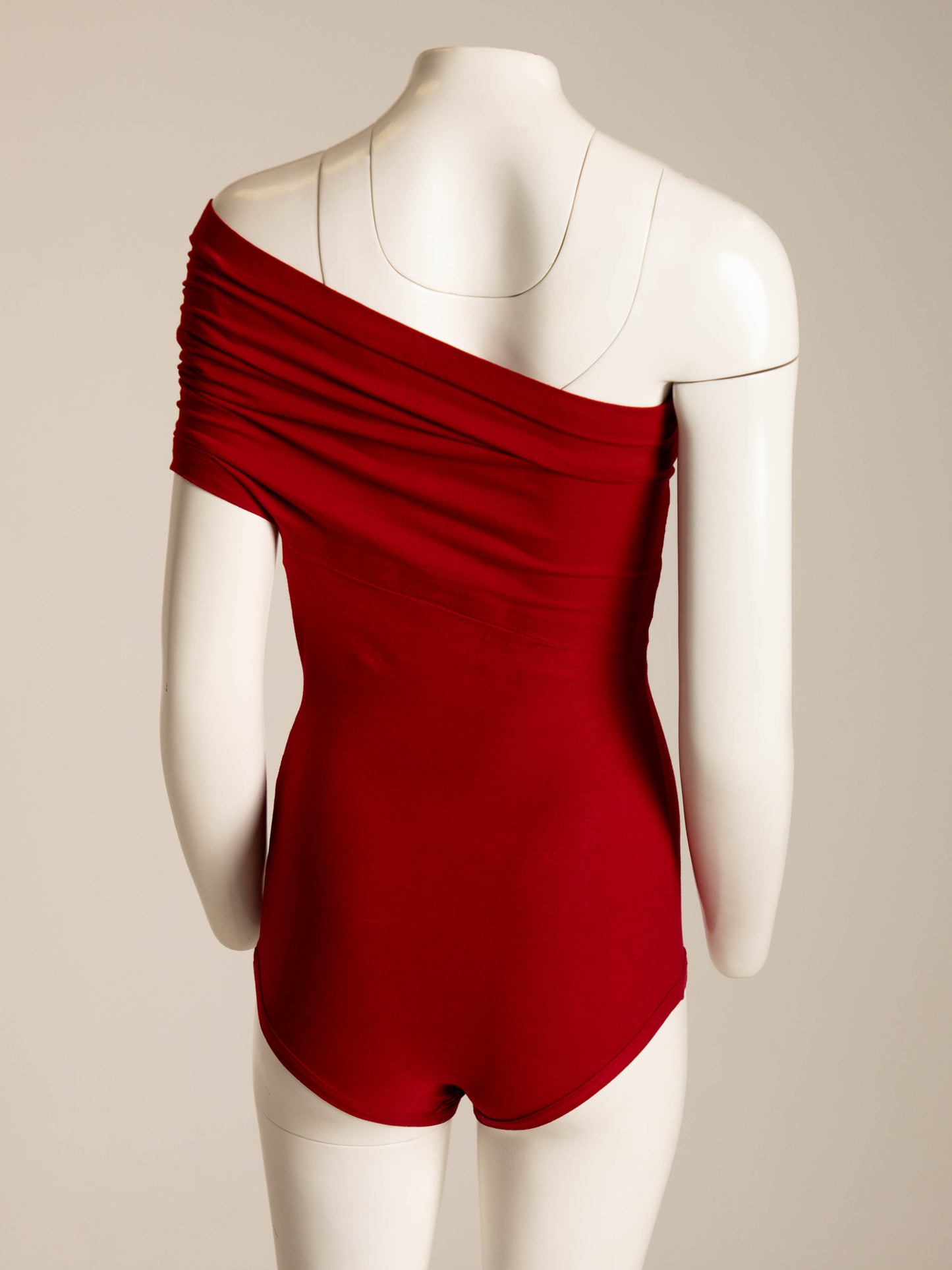 Romeo Gigli 1989 Red One Shoulder Swimsuit or Bodysuit