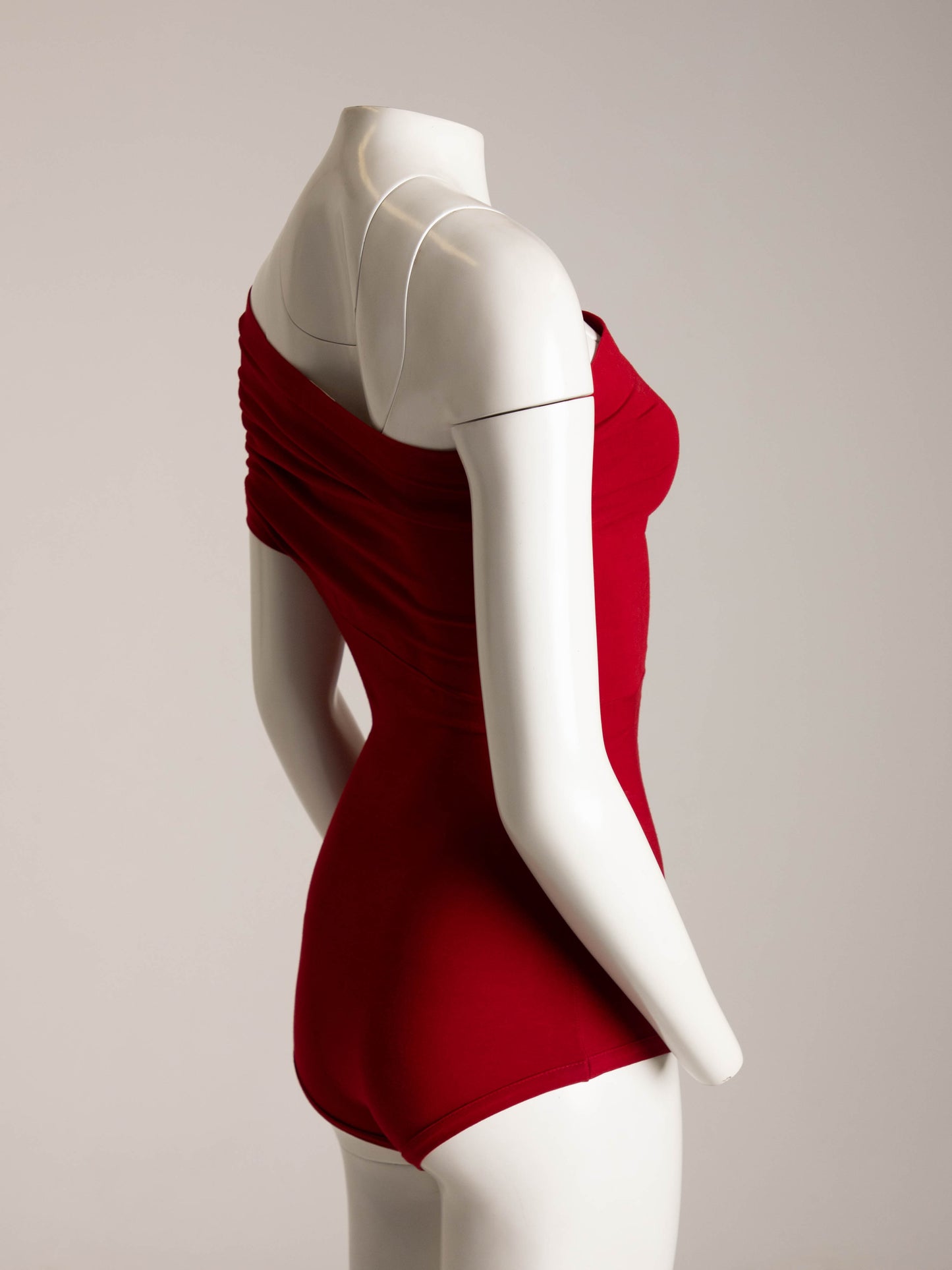 Romeo Gigli 1989 Red One Shoulder Swimsuit or Bodysuit