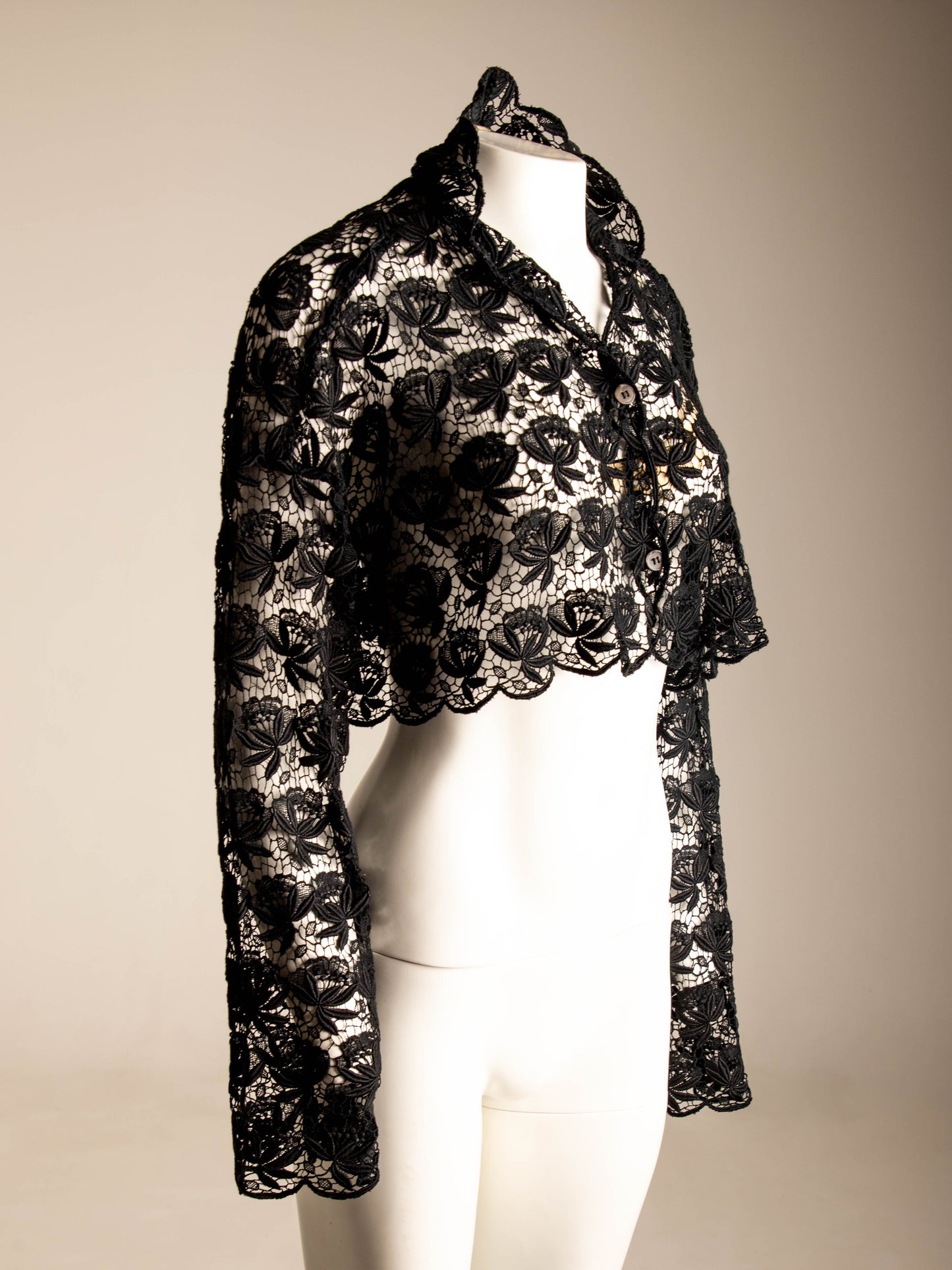 Callaghan by Romeo Gigli Black Lace Cropped Jacket