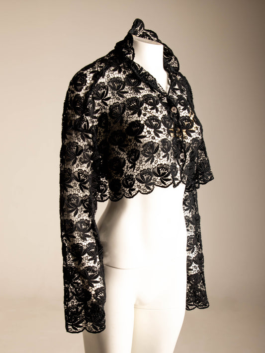 Callaghan by Romeo Gigli Black Lace Cropped Jacket