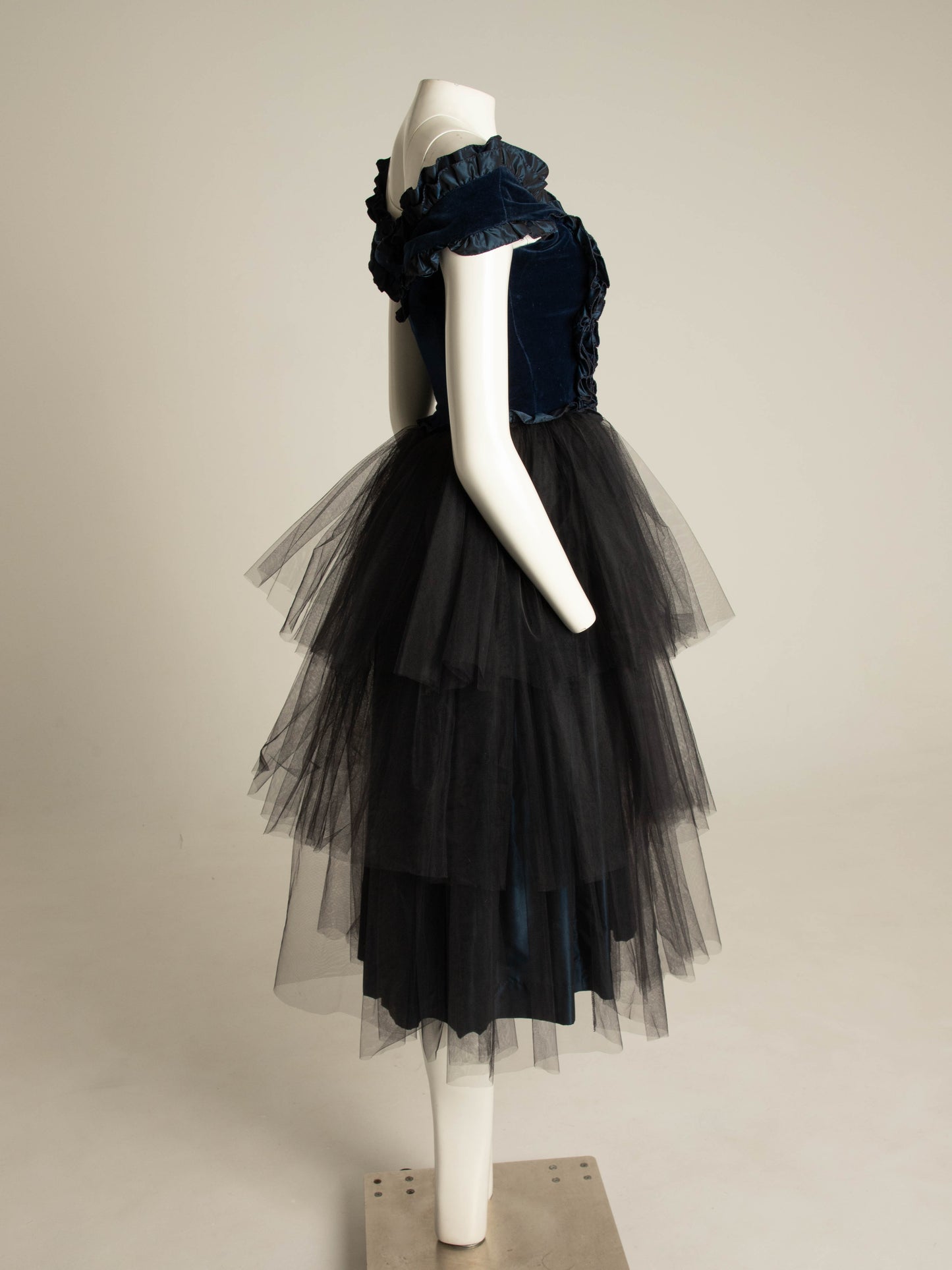Blumarine Anna Molinari 1992 Blue Velvet and Tulle Dress