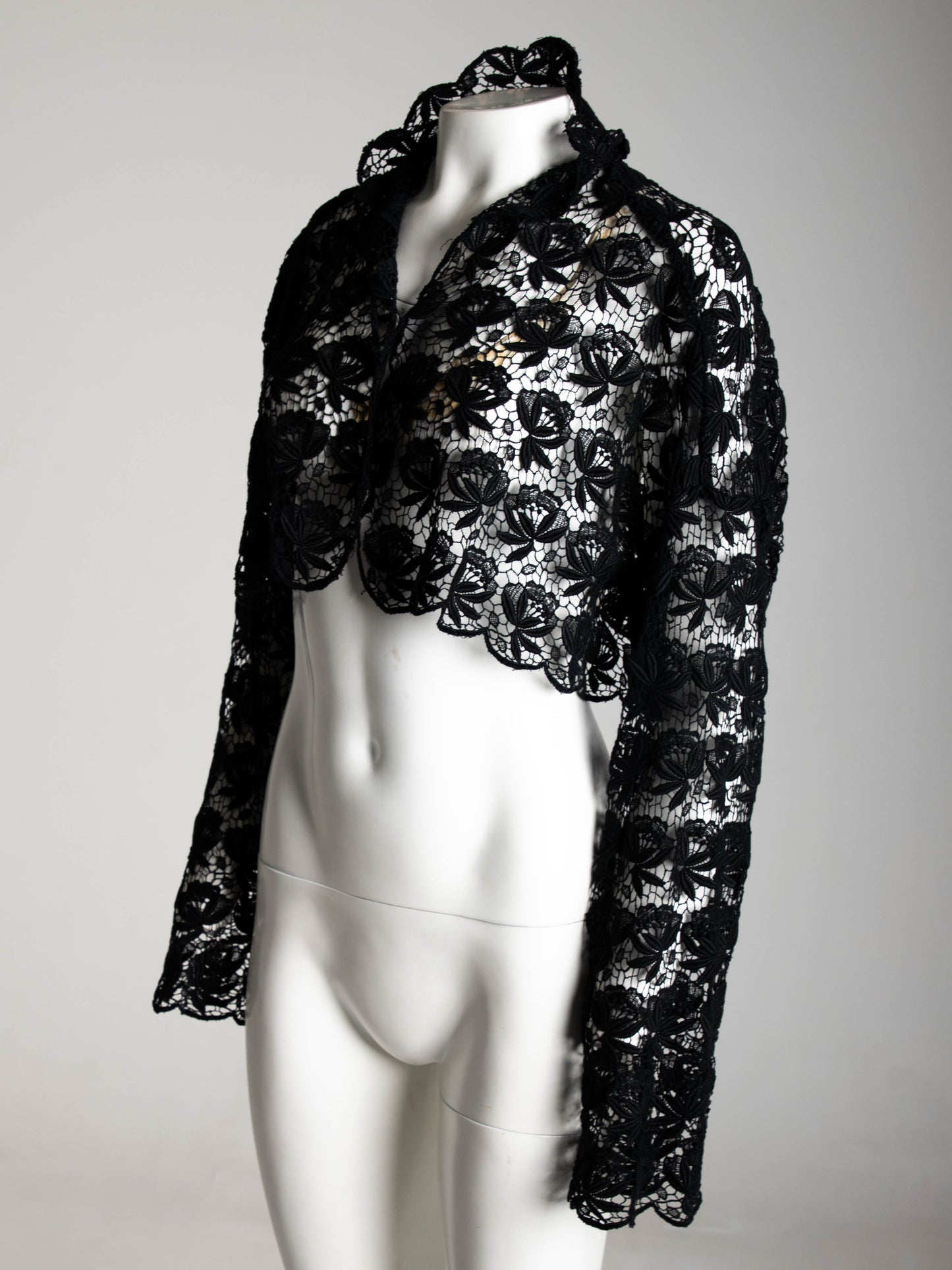 Callaghan by Romeo Gigli Black Lace Cropped Jacket