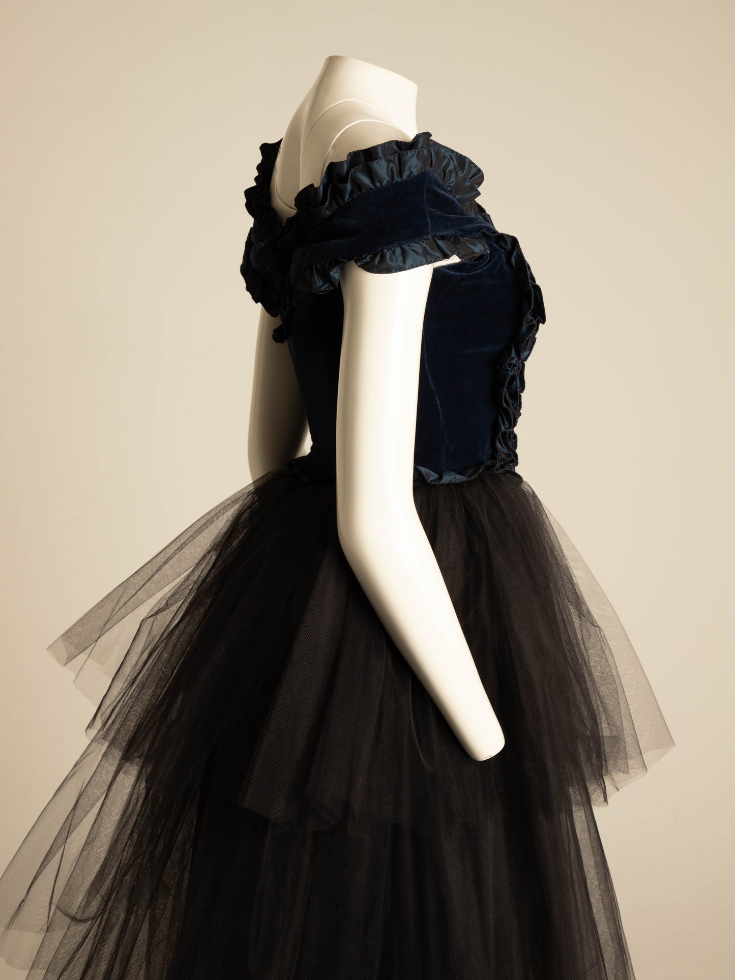 Blumarine Anna Molinari 1992 Blue Velvet and Tulle Dress