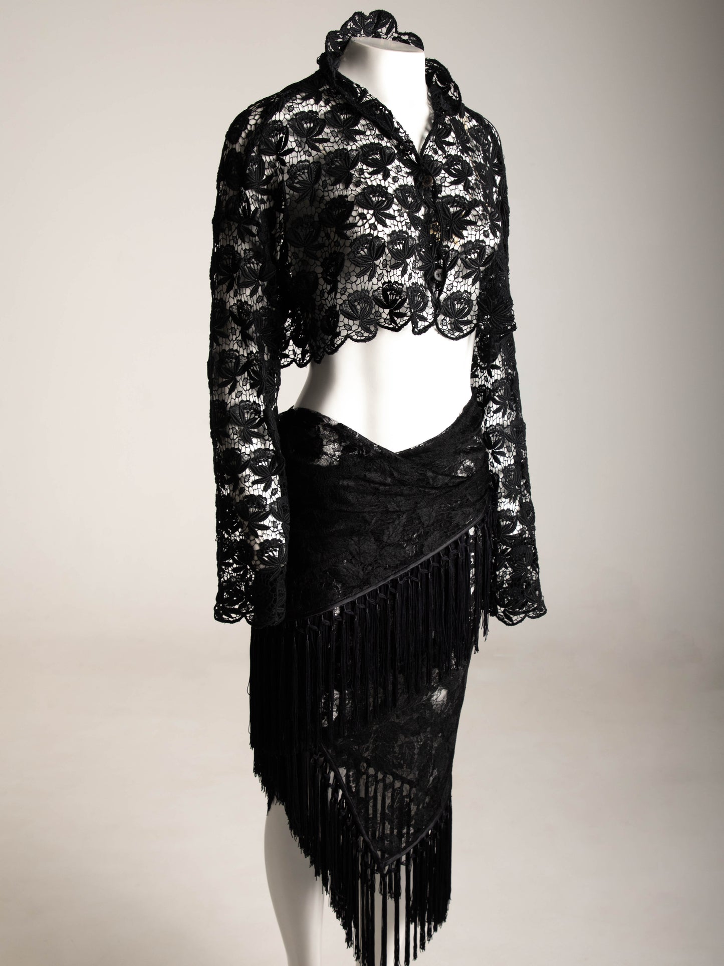 Callaghan by Romeo Gigli Black Lace Cropped Jacket
