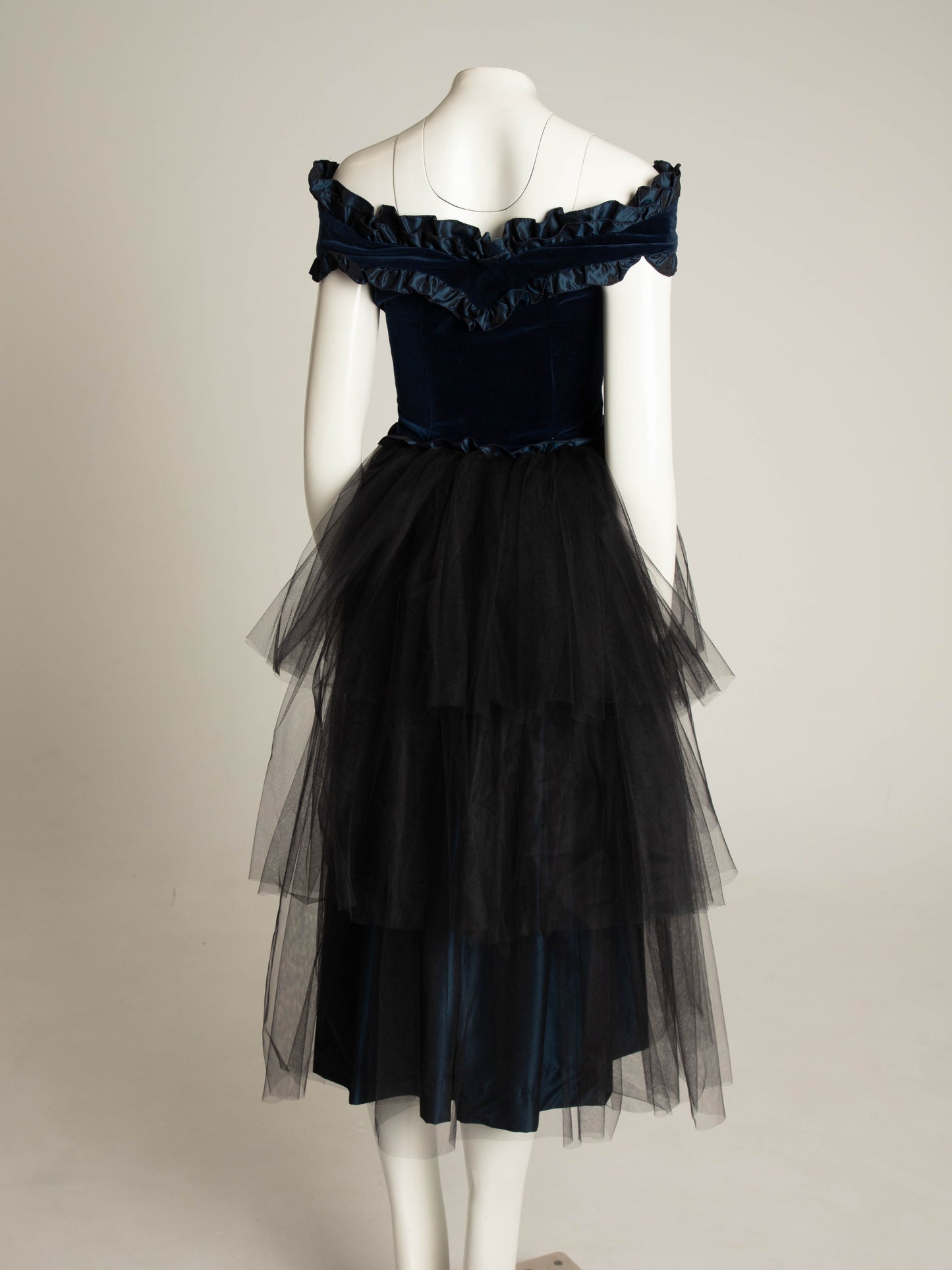 Blumarine Anna Molinari 1992 Blue Velvet and Tulle Dress