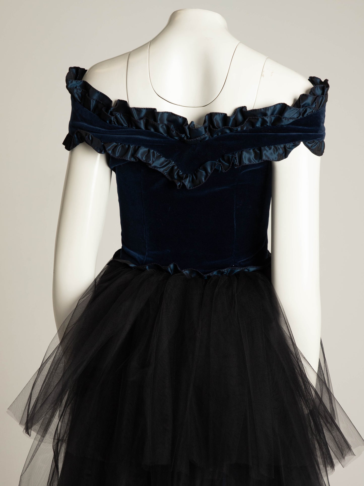 Blumarine Anna Molinari 1992 Blue Velvet and Tulle Dress
