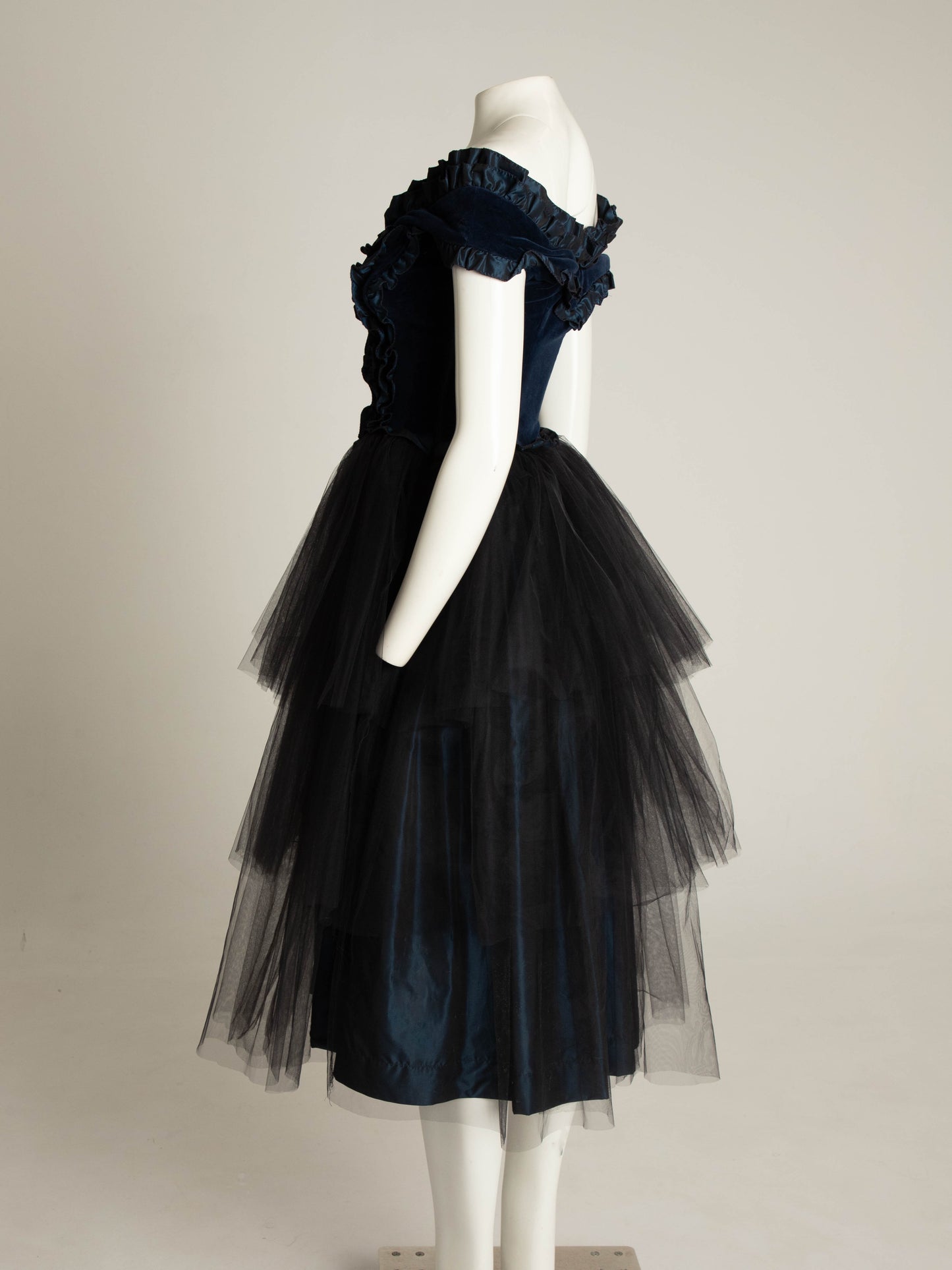 Blumarine Anna Molinari 1992 Blue Velvet and Tulle Dress