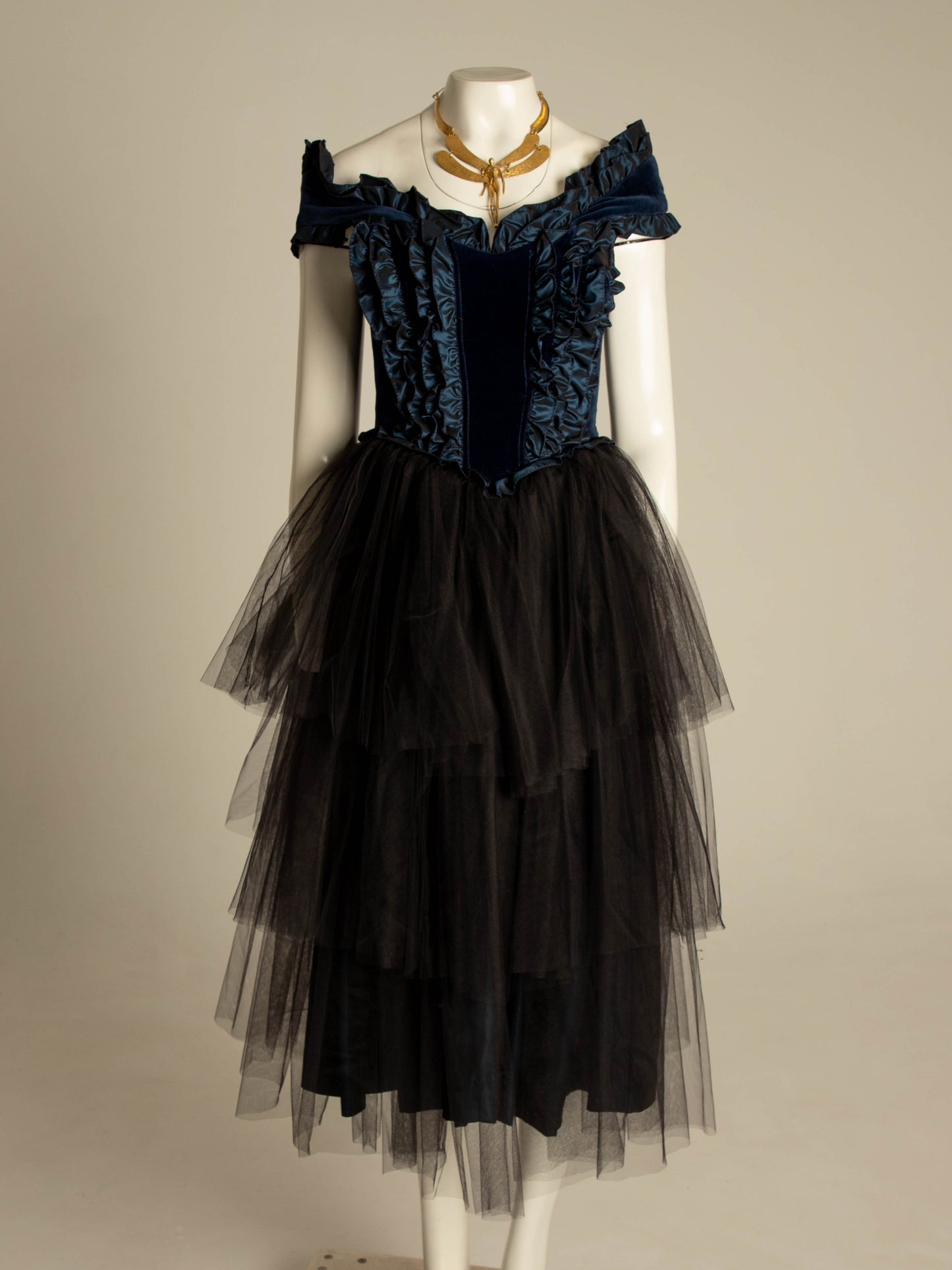 Blumarine Anna Molinari 1992 Blue Velvet and Tulle Dress