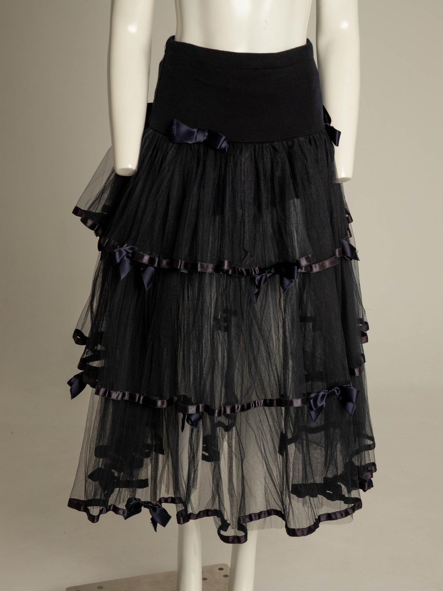 Blumarine Anna Molinari 1992 black Tulle Skirt with Bows