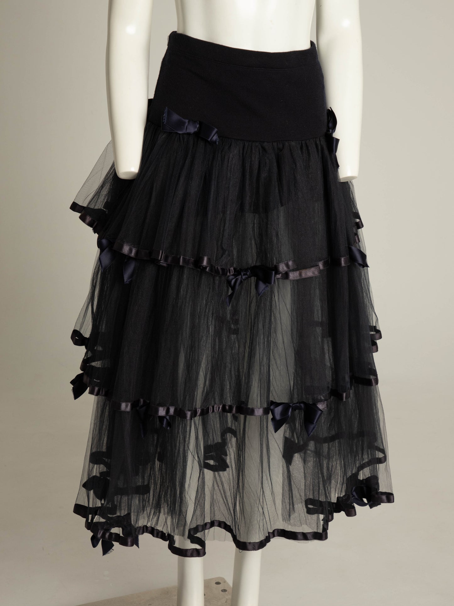 Blumarine Anna Molinari 1992 black Tulle Skirt with Bows