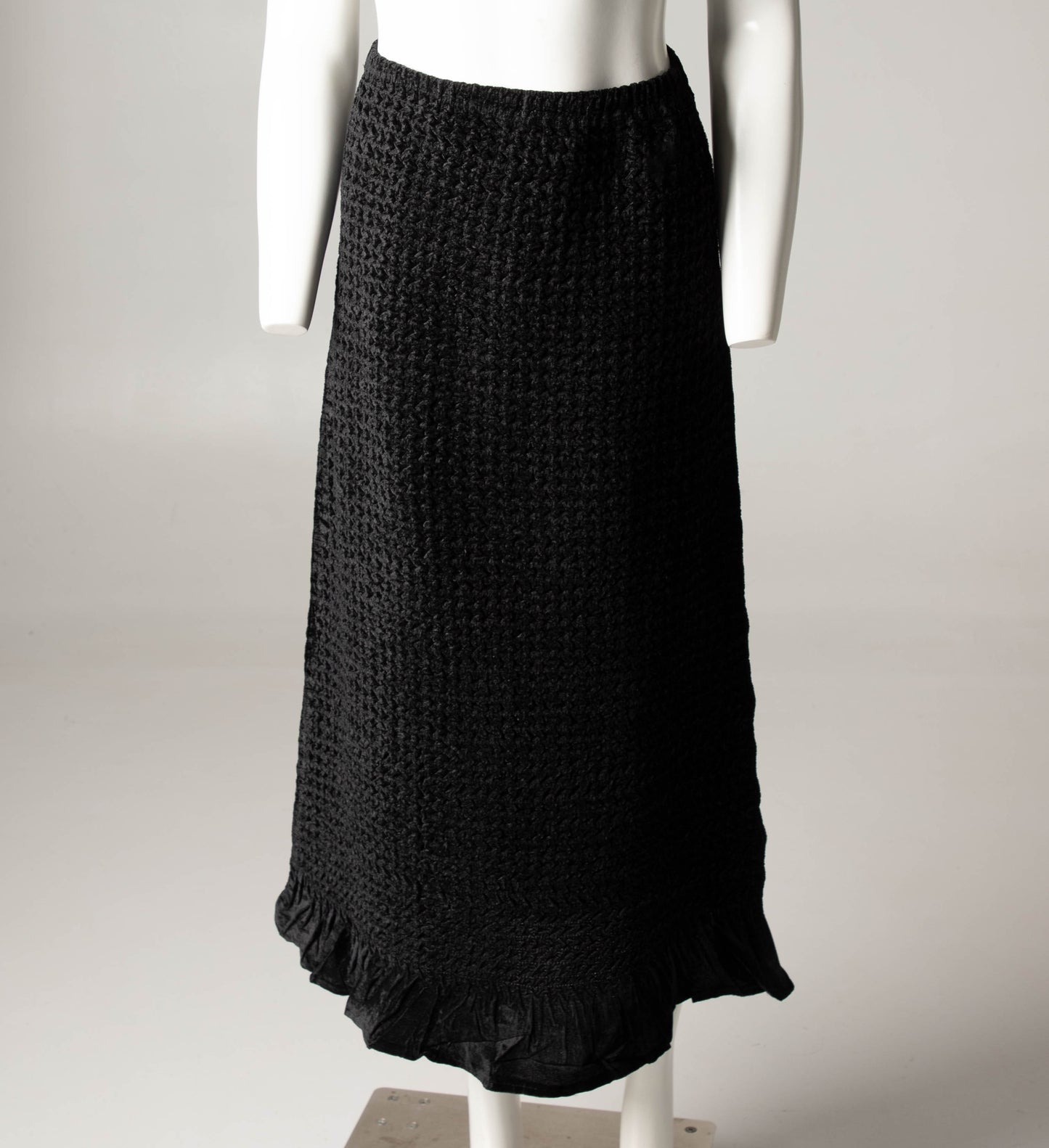 Yoshiki Hishinuma Black Velvet Crimp Pleated Skirt and Shirt Set