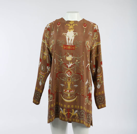 English Eccentrics Neo-classical Print Silk Tunic