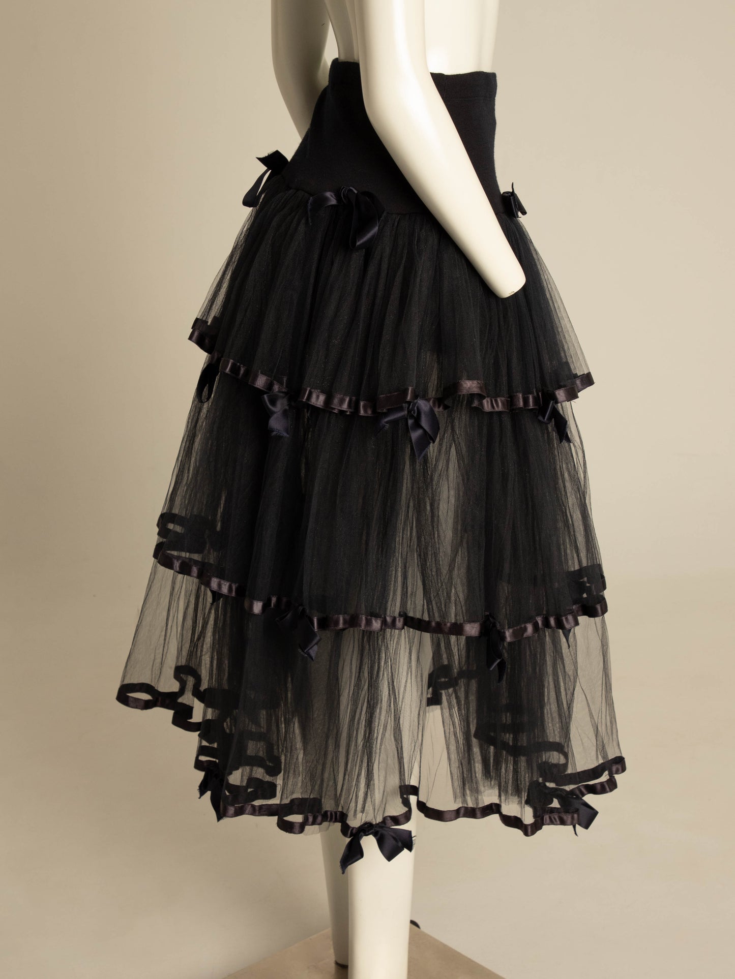 Blumarine Anna Molinari 1992 black Tulle Skirt with Bows