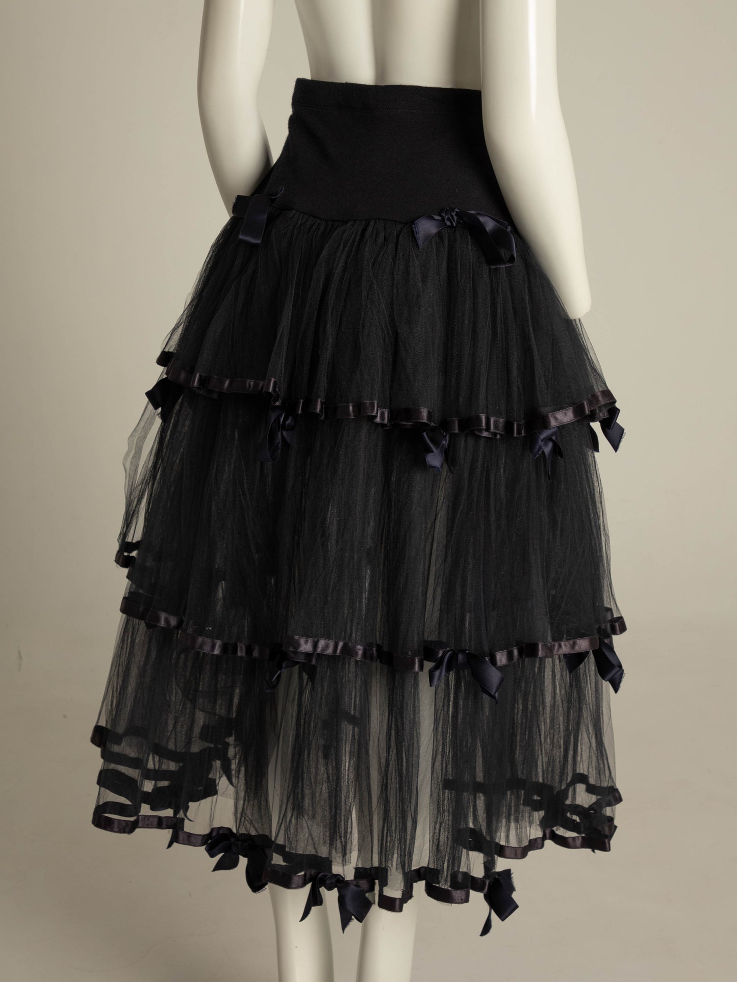 Blumarine Anna Molinari 1992 black Tulle Skirt with Bows