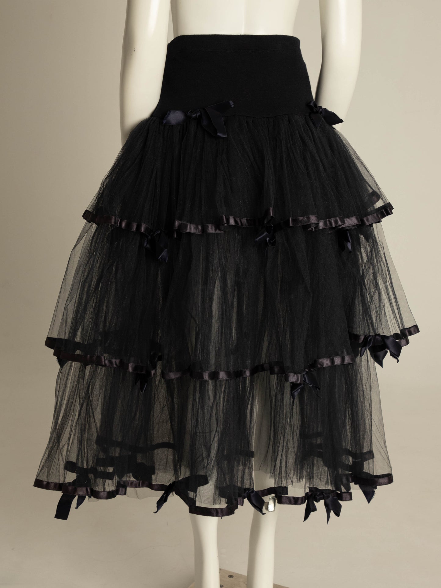 Blumarine Anna Molinari 1992 black Tulle Skirt with Bows