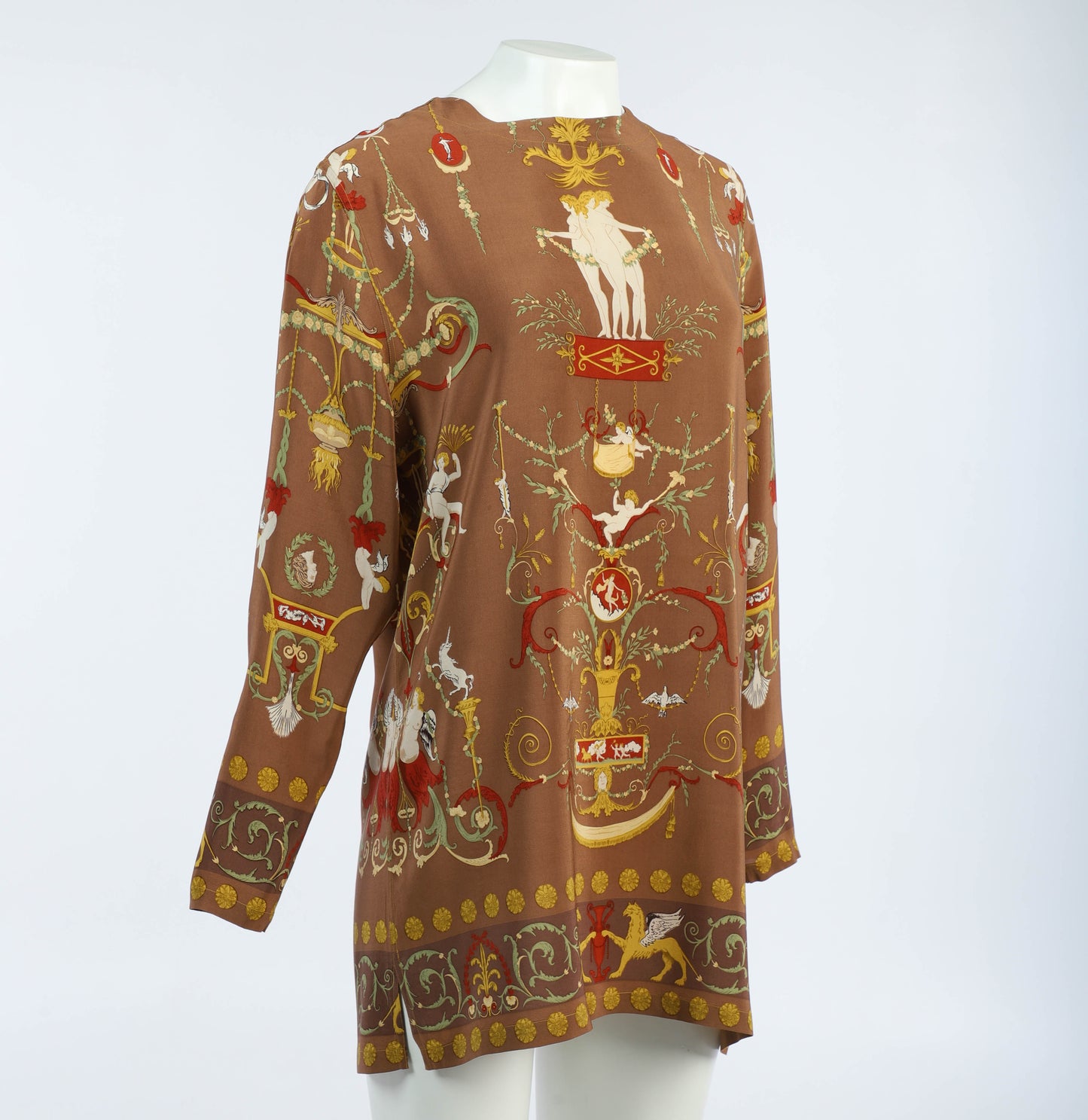 English Eccentrics Neo-classical Print Silk Tunic