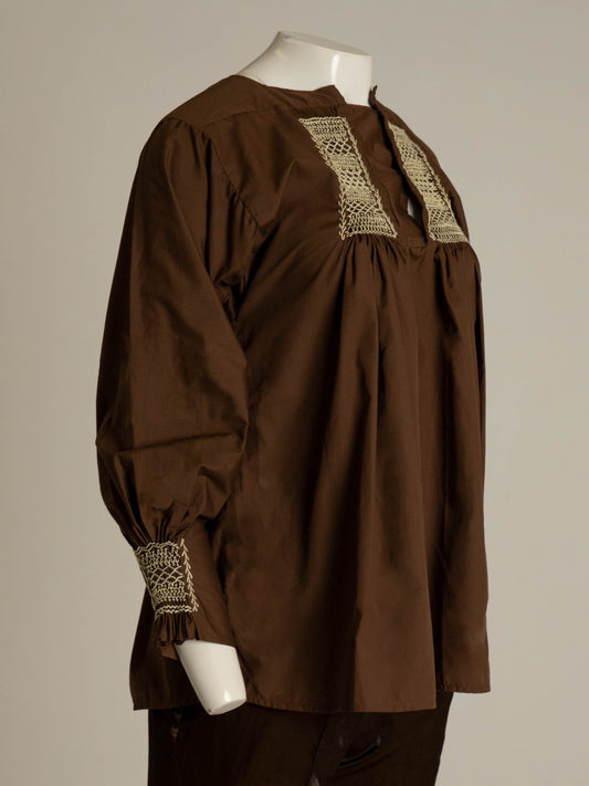 Hand Smocked Brown Cotton Blouse