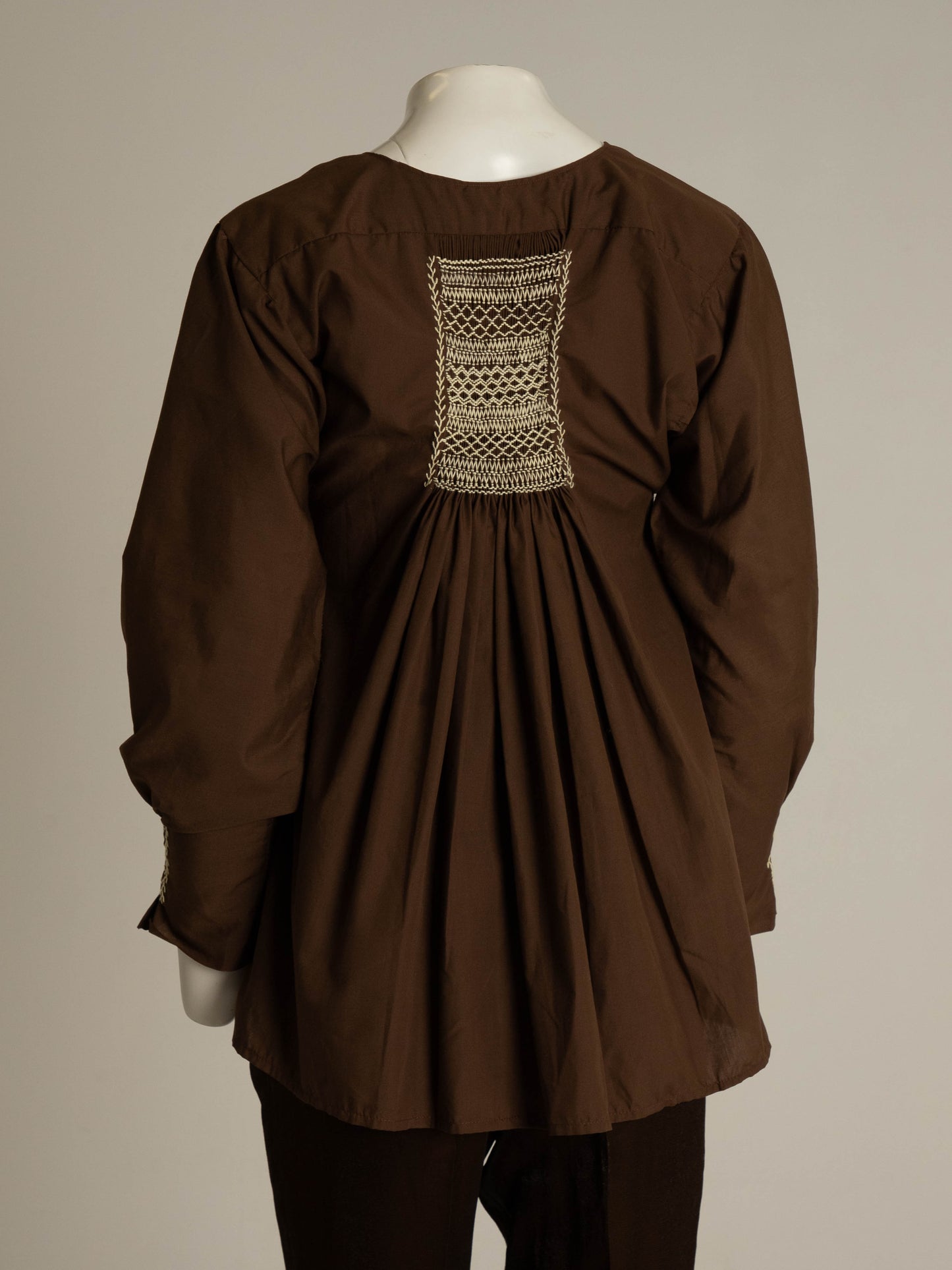 Hand Smocked Brown Cotton Blouse